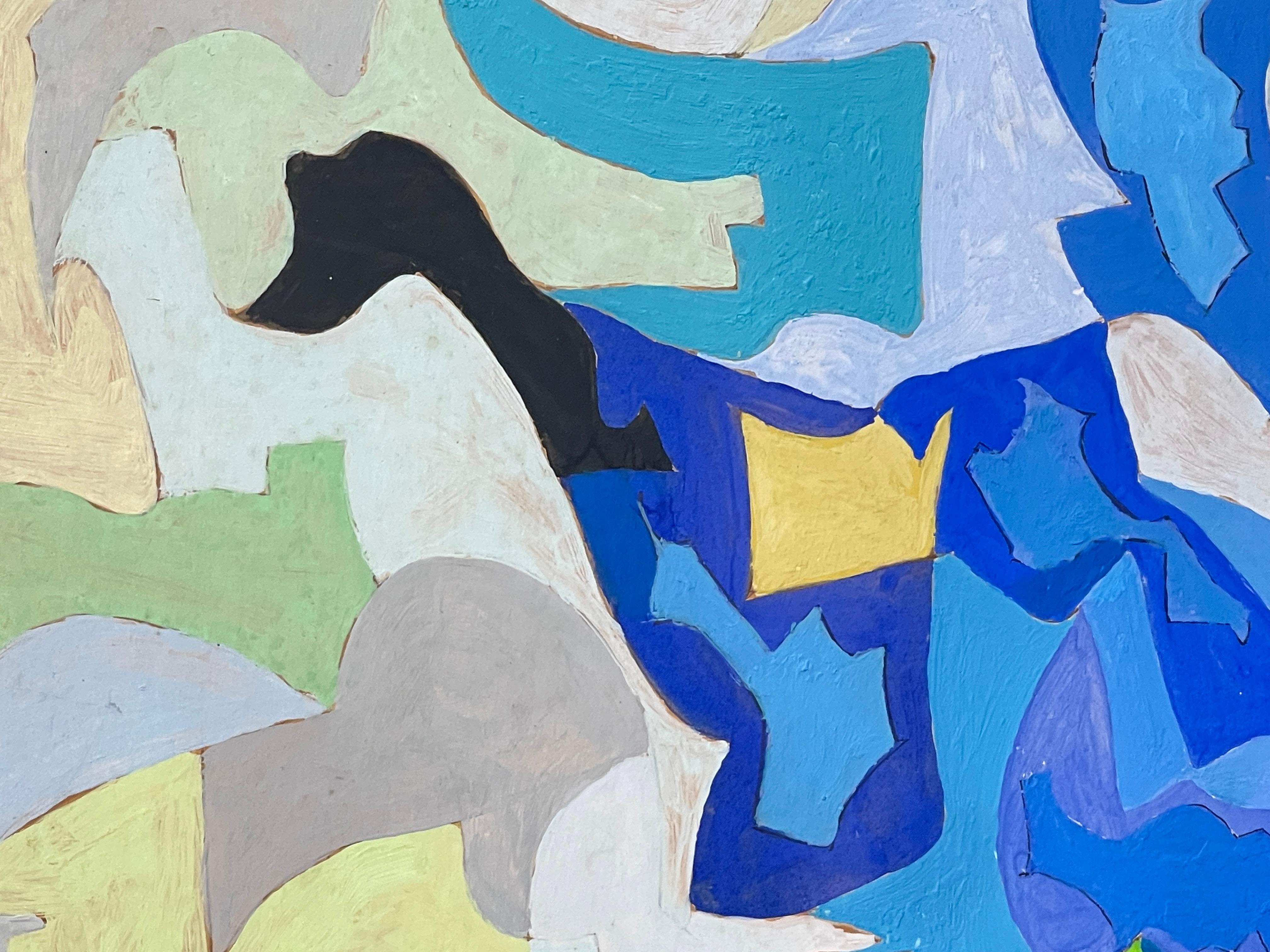 Pintura al gouache abstracta moderna francesa firmada Roland Bierge en venta 2