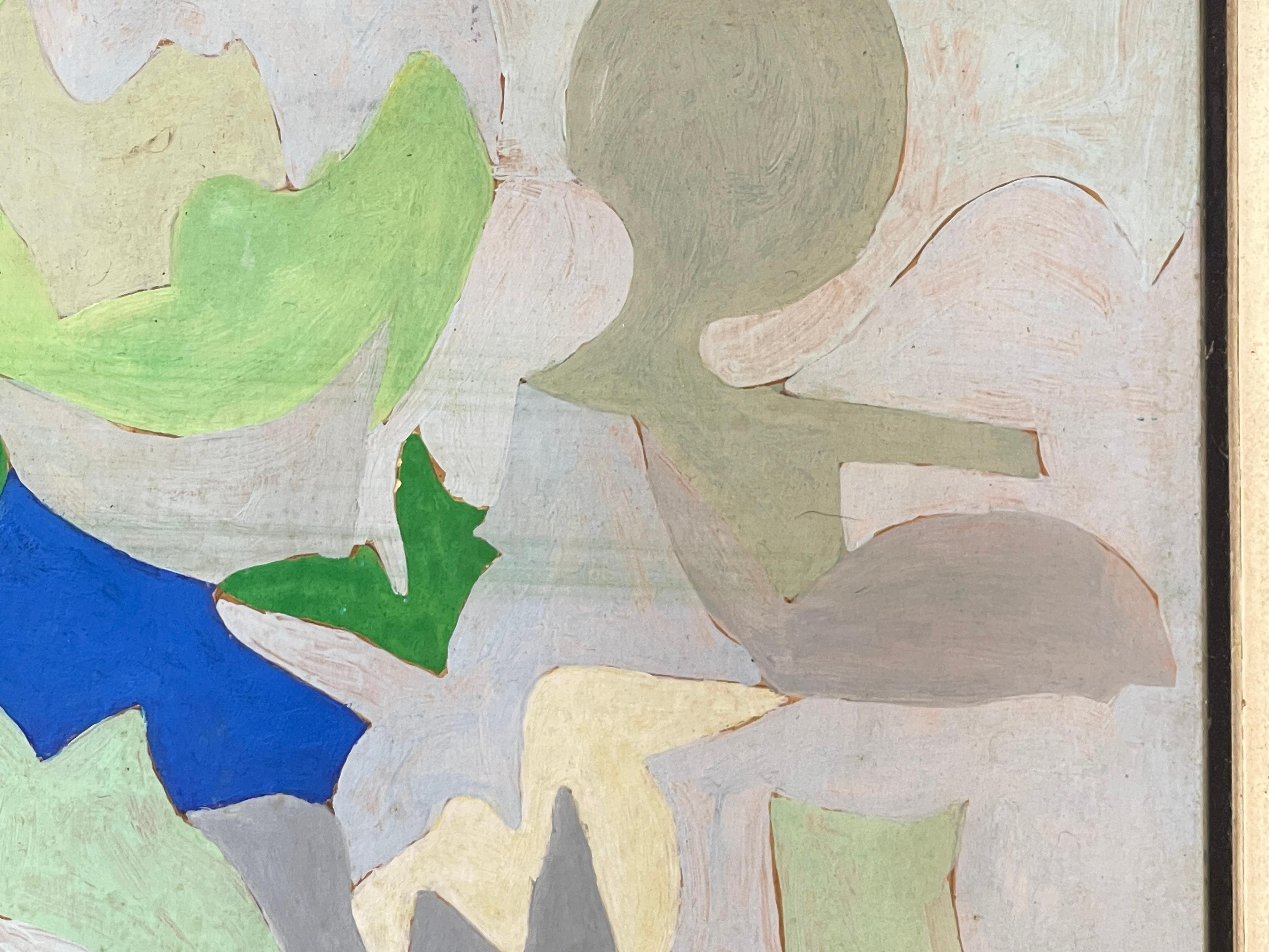 Pintura al gouache abstracta moderna francesa firmada Roland Bierge en venta 4