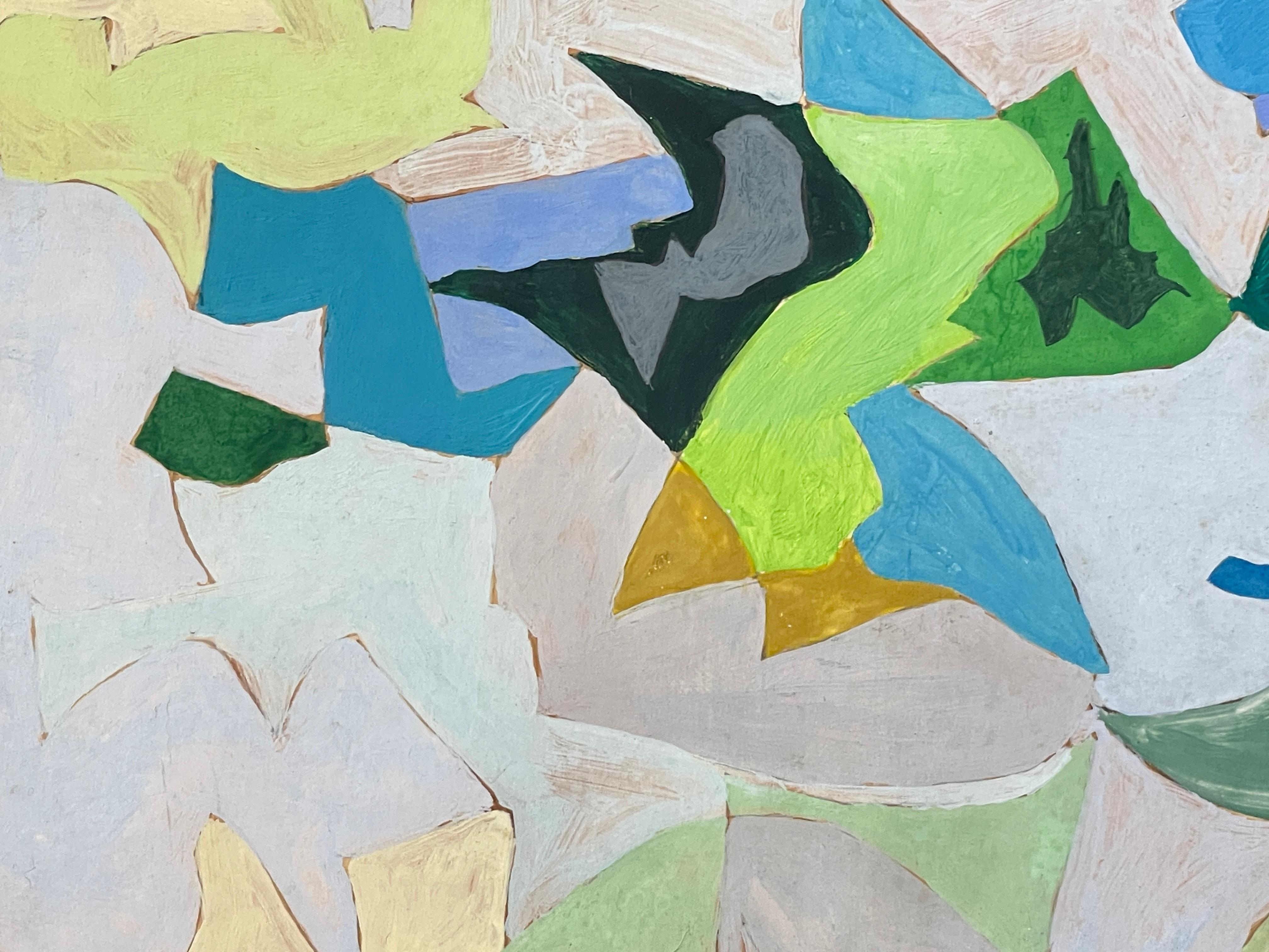 Pintura al gouache abstracta moderna francesa firmada Roland Bierge siglo XX en venta