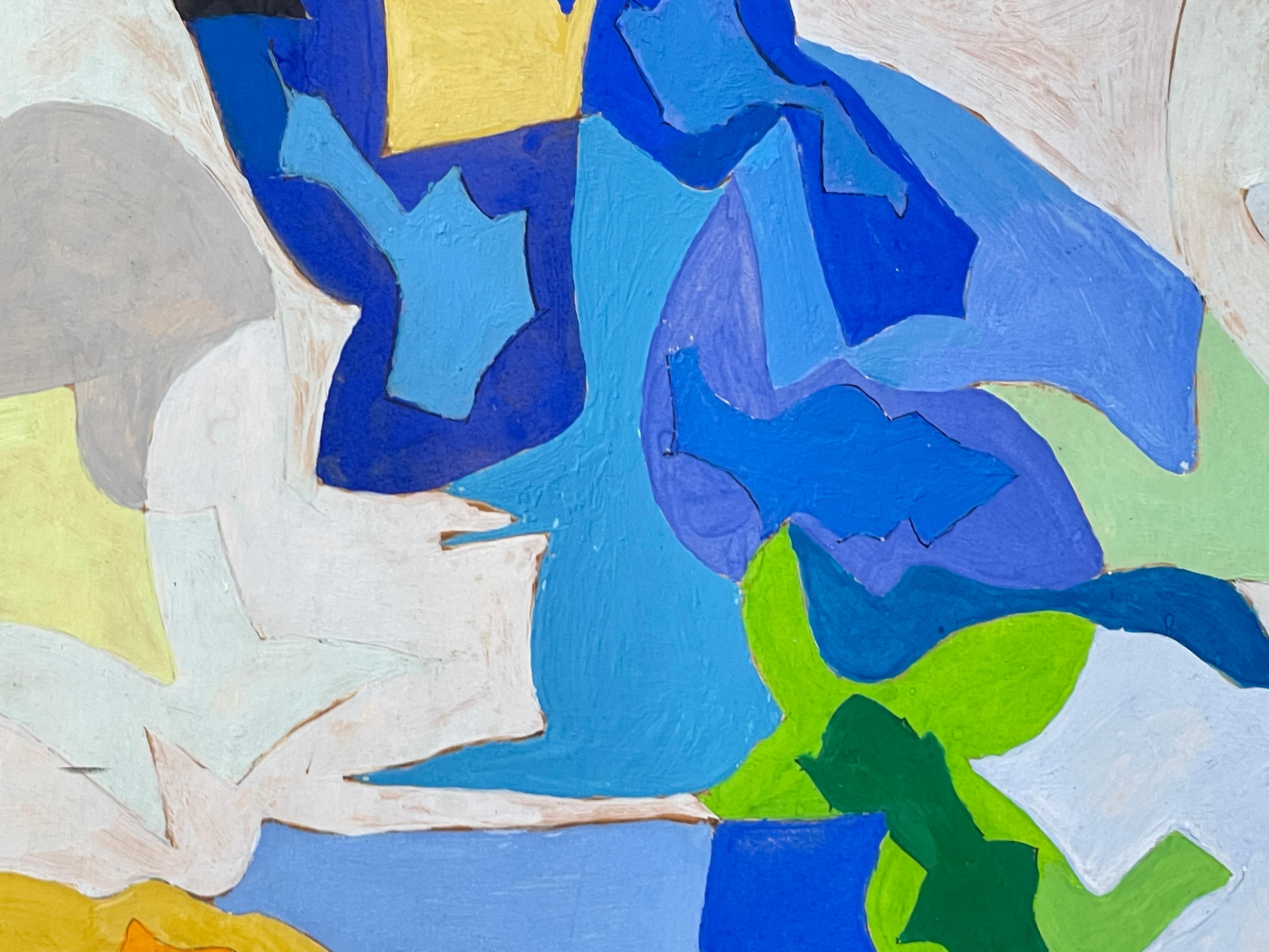 Pintura al gouache abstracta moderna francesa firmada Roland Bierge Madera en venta