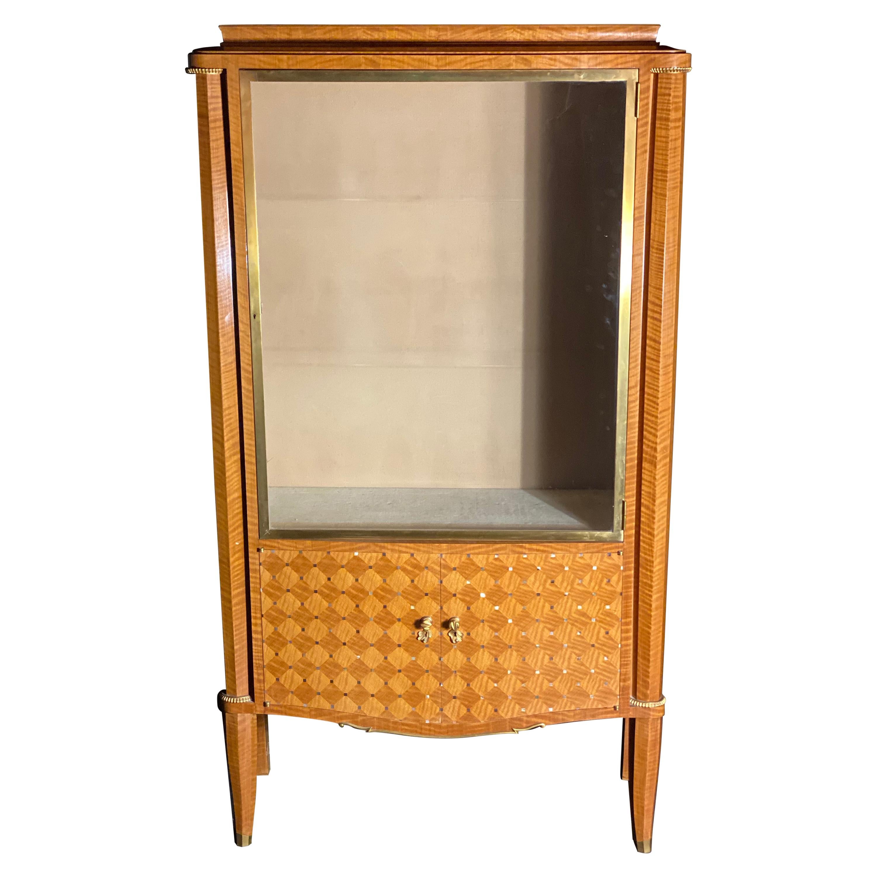 French Modern Amarynth, Mother of Pearl and Bronze Mounted Vitrine, Jules Leleu