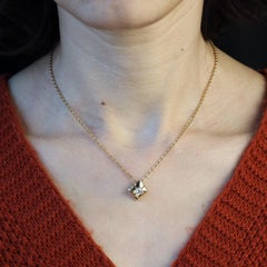 French Modern Aquamarine 18 Karat Yellow Gold Squarred Pendant