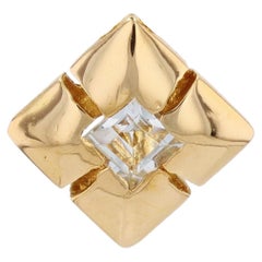 French Modern Aquamarine 18 Karat Yellow Gold Squarred Pendant