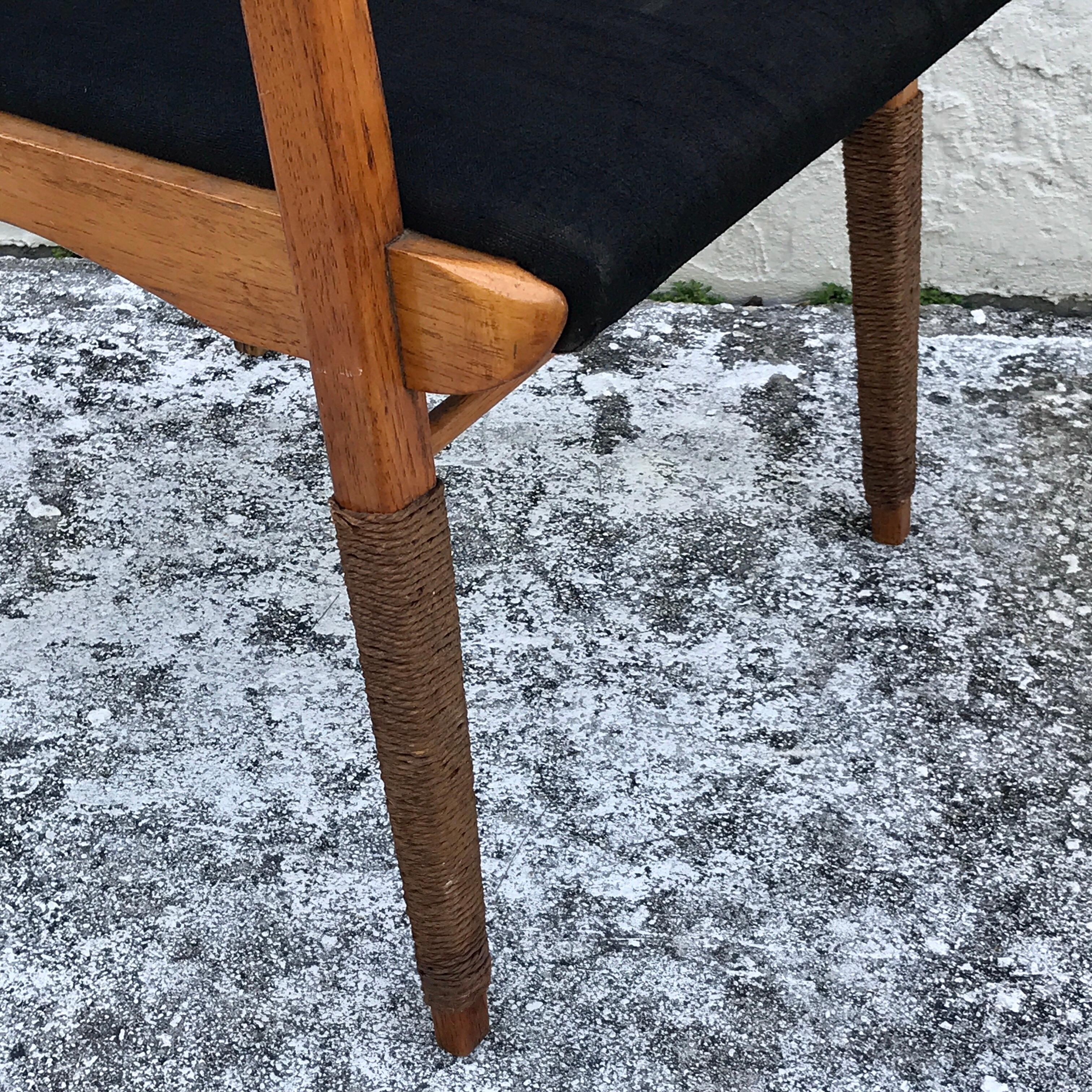 French Modern Armchair with Rope Detail For Sale 10