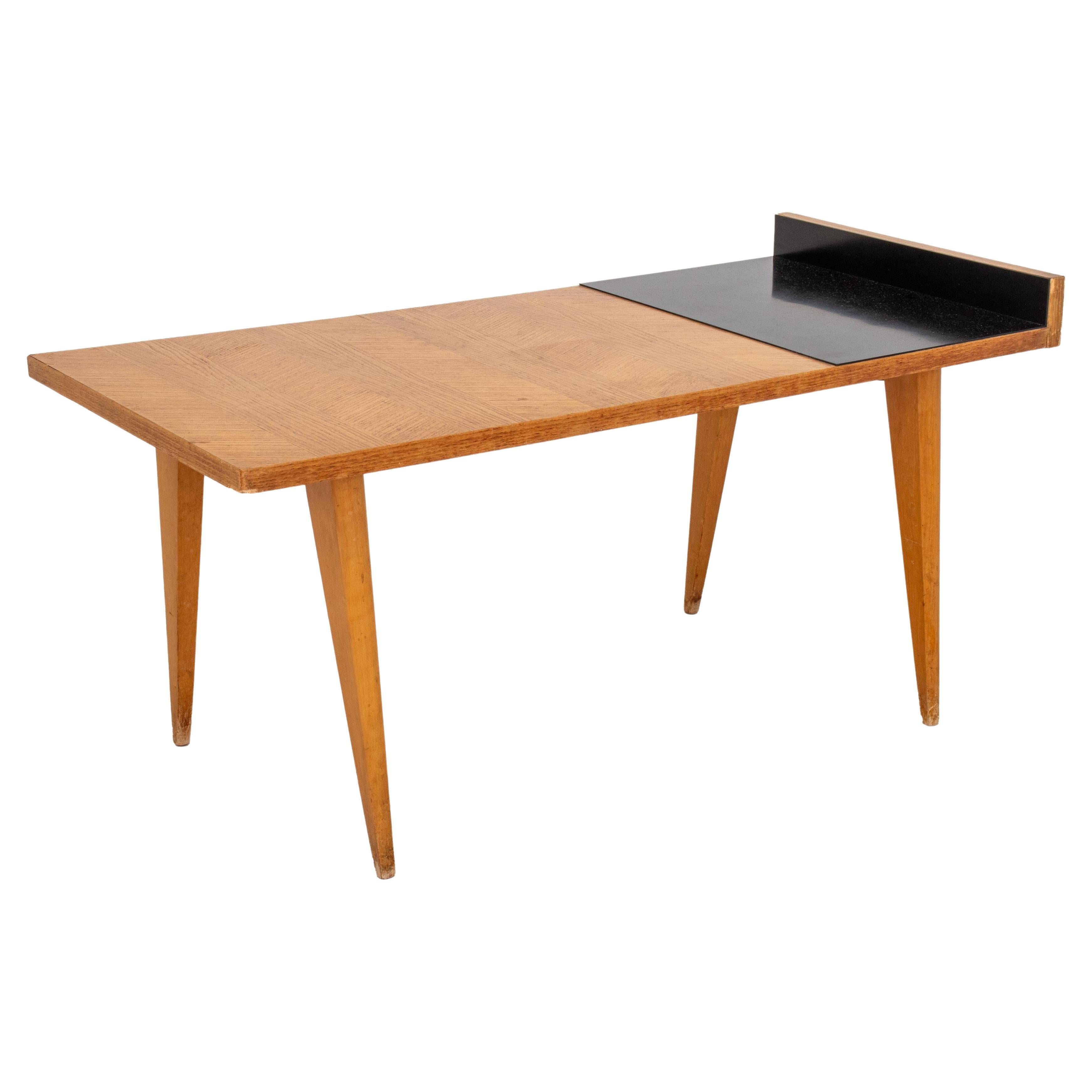 French Modern Ash and Laminate Low Table, 1950s