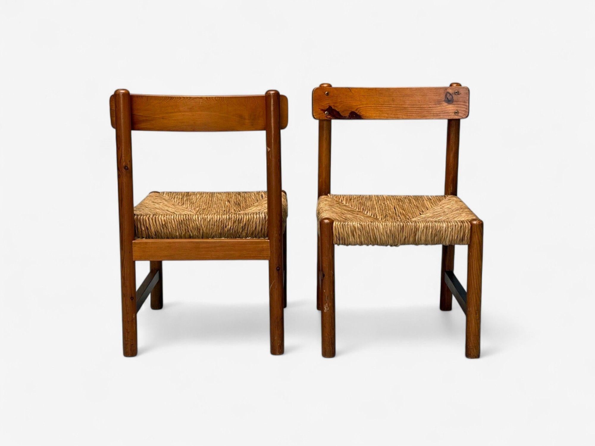 Französisch Modern, Esche, Stroh, Beistellstühle, Frankreich, 1960er im Angebot 4