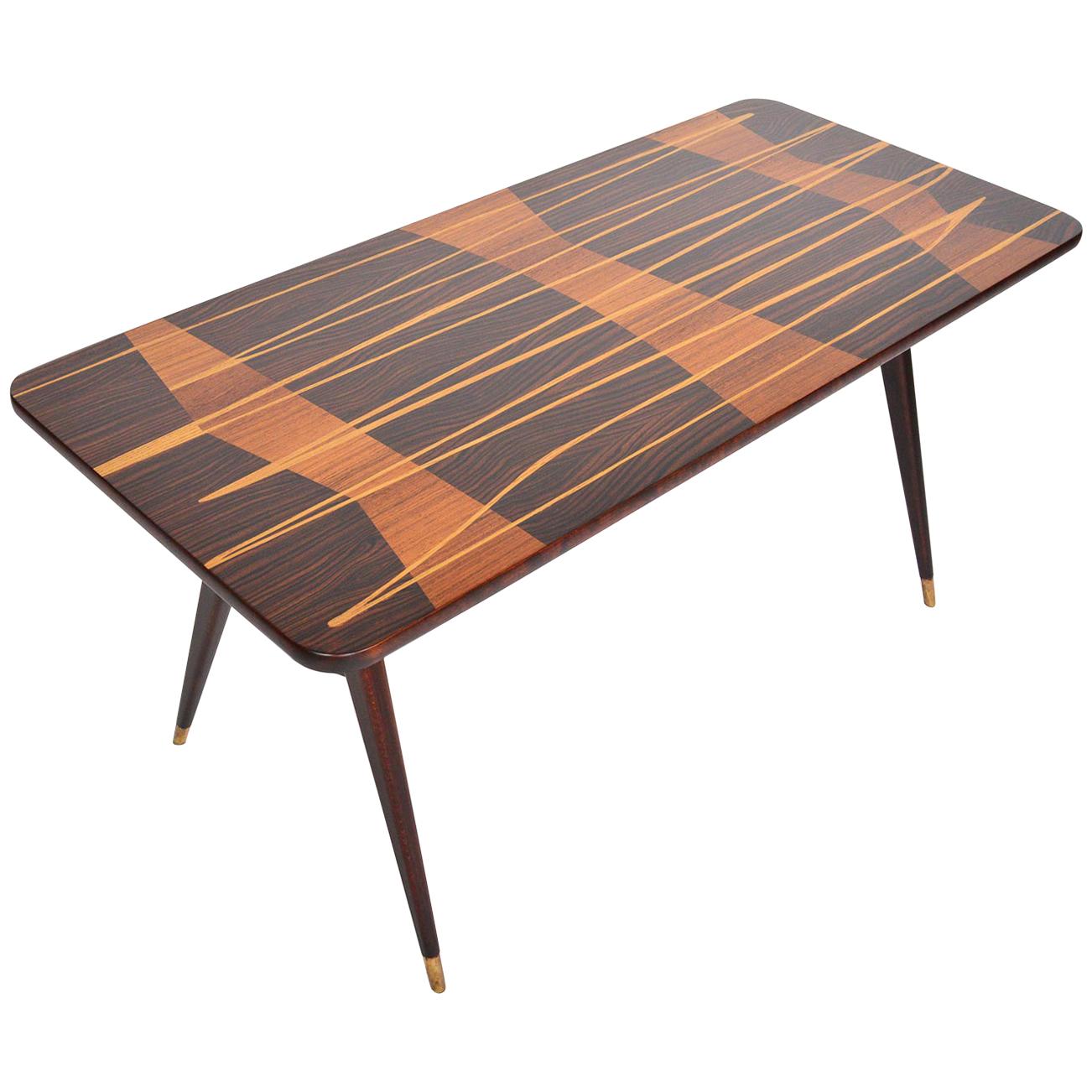 French Modern Atomic Inlay Coffee Table