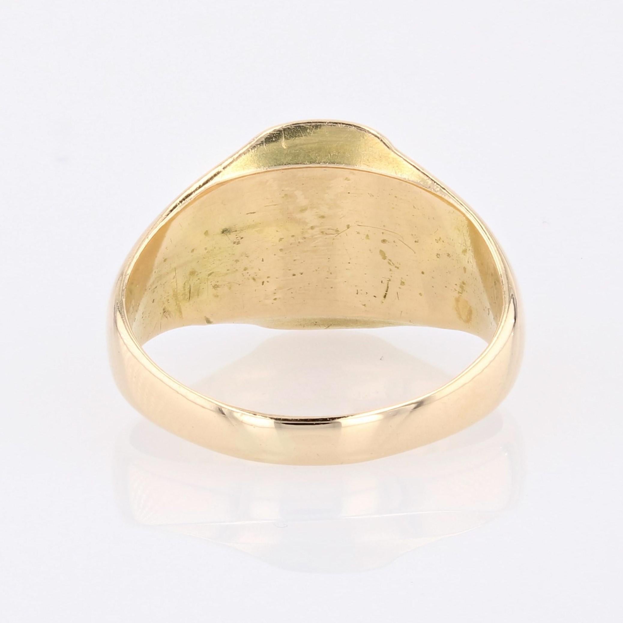 French Modern B Letter 18 Karat Yellow Gold Signet Ring For Sale 2