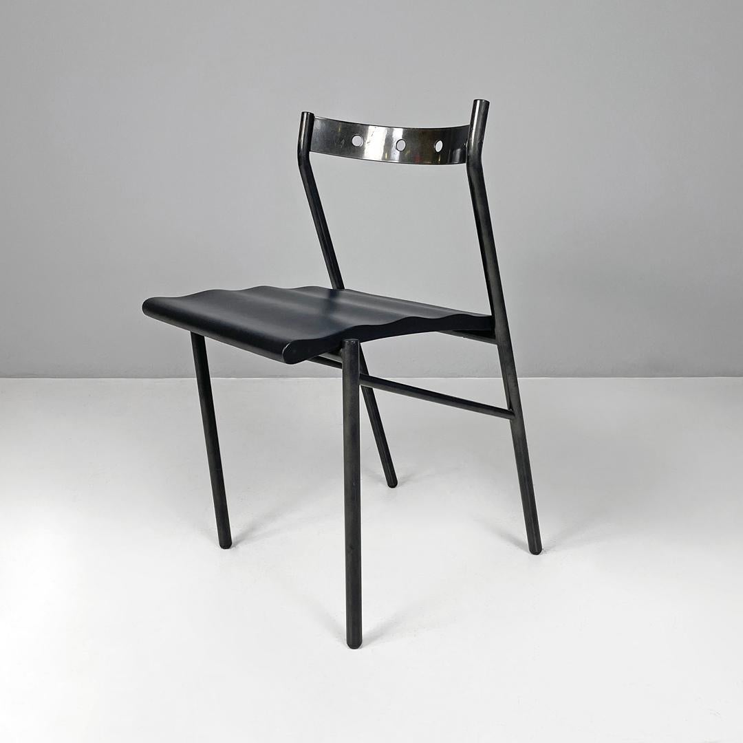 Modern French modern black chairs by Philippe Gonnet for Protis Editions, 1980s For Sale