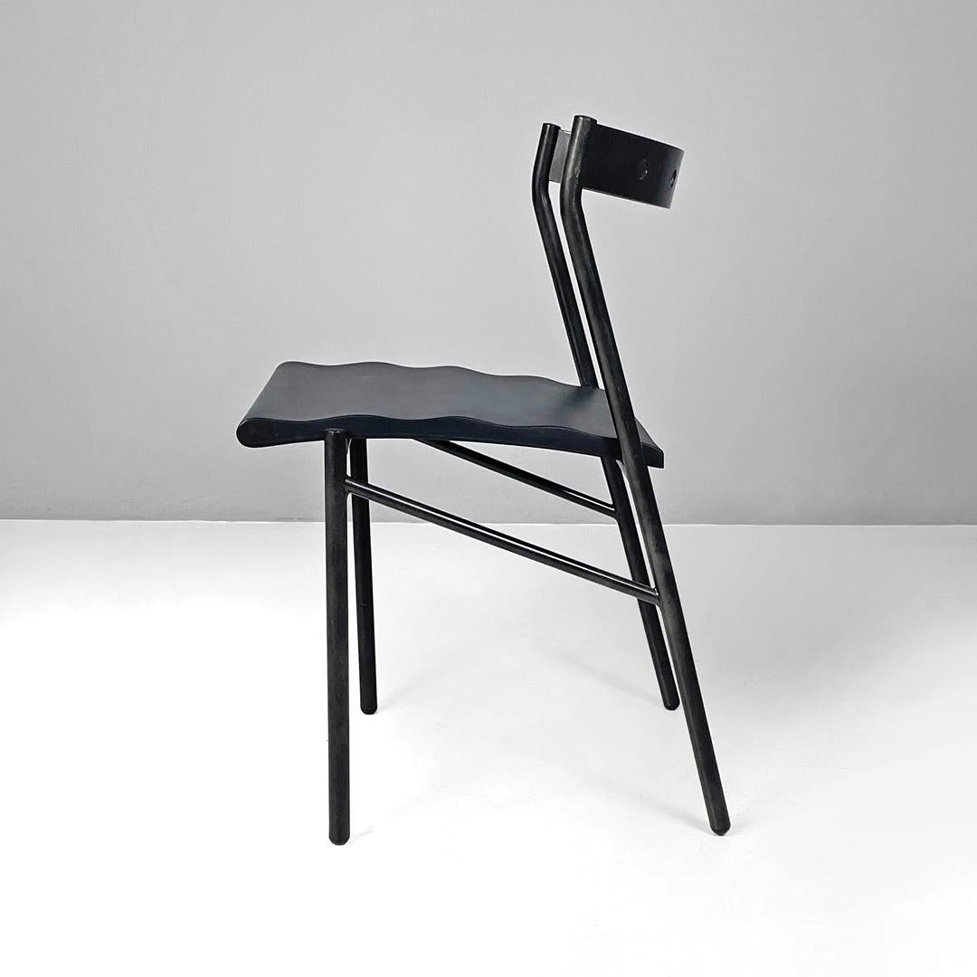 Italian French modern black chairs by Philippe Gonnet for Protis Editions, 1980s For Sale