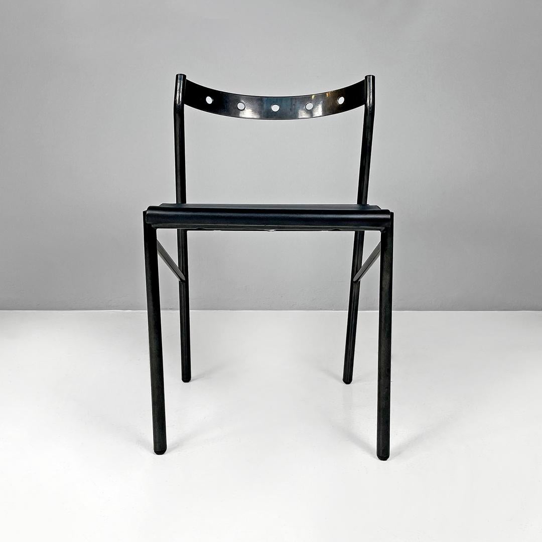 French modern black chairs by Philippe Gonnet for Protis Editions, 1980s In Good Condition For Sale In MIlano, IT