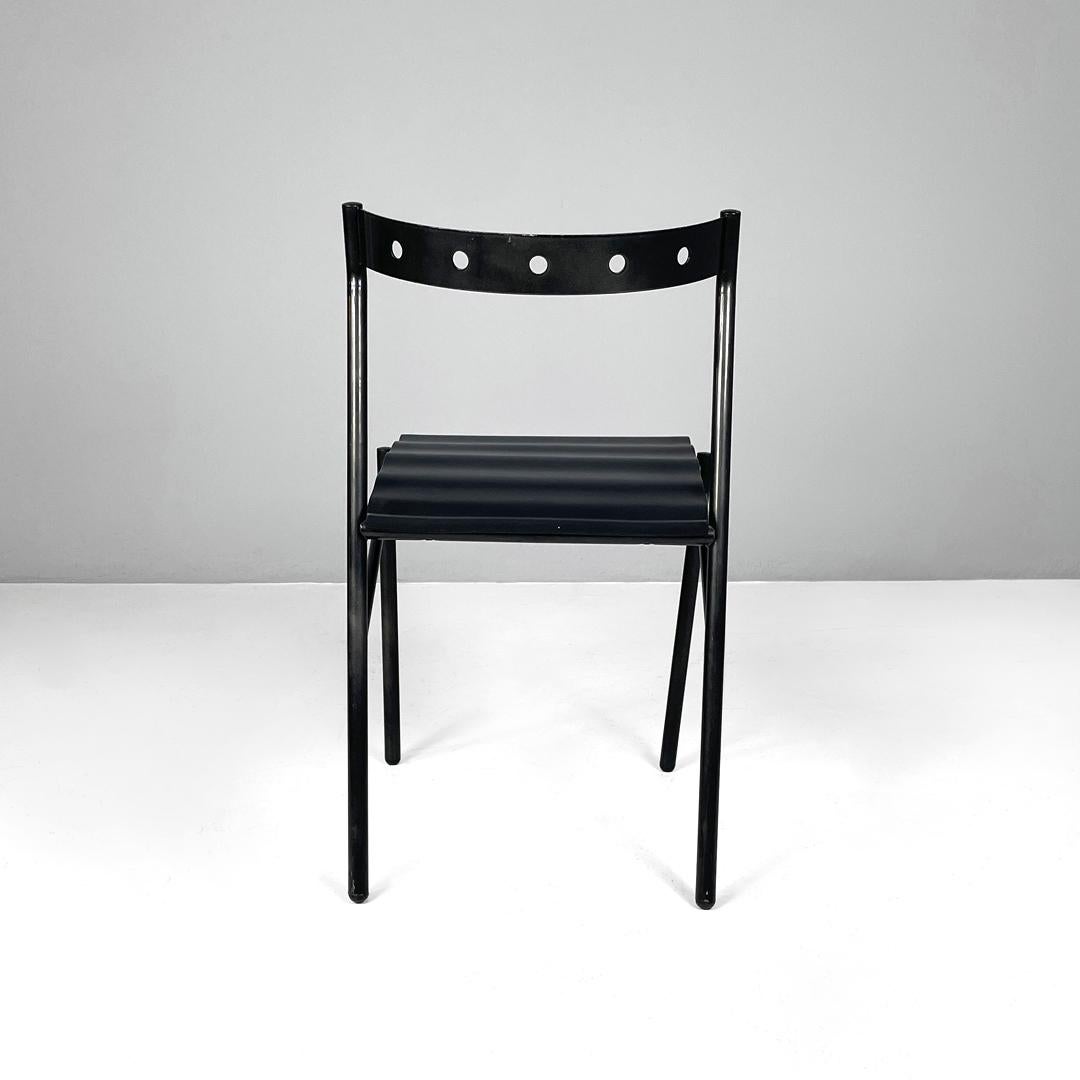 Late 20th Century French modern black chairs by Philippe Gonnet for Protis Editions, 1980s For Sale