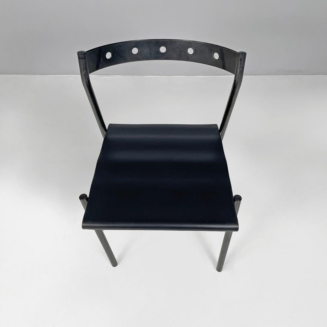 Metal French modern black chairs by Philippe Gonnet for Protis Editions, 1980s For Sale