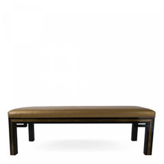 French Modern Black Lacquer Bench, Jacques Quinet