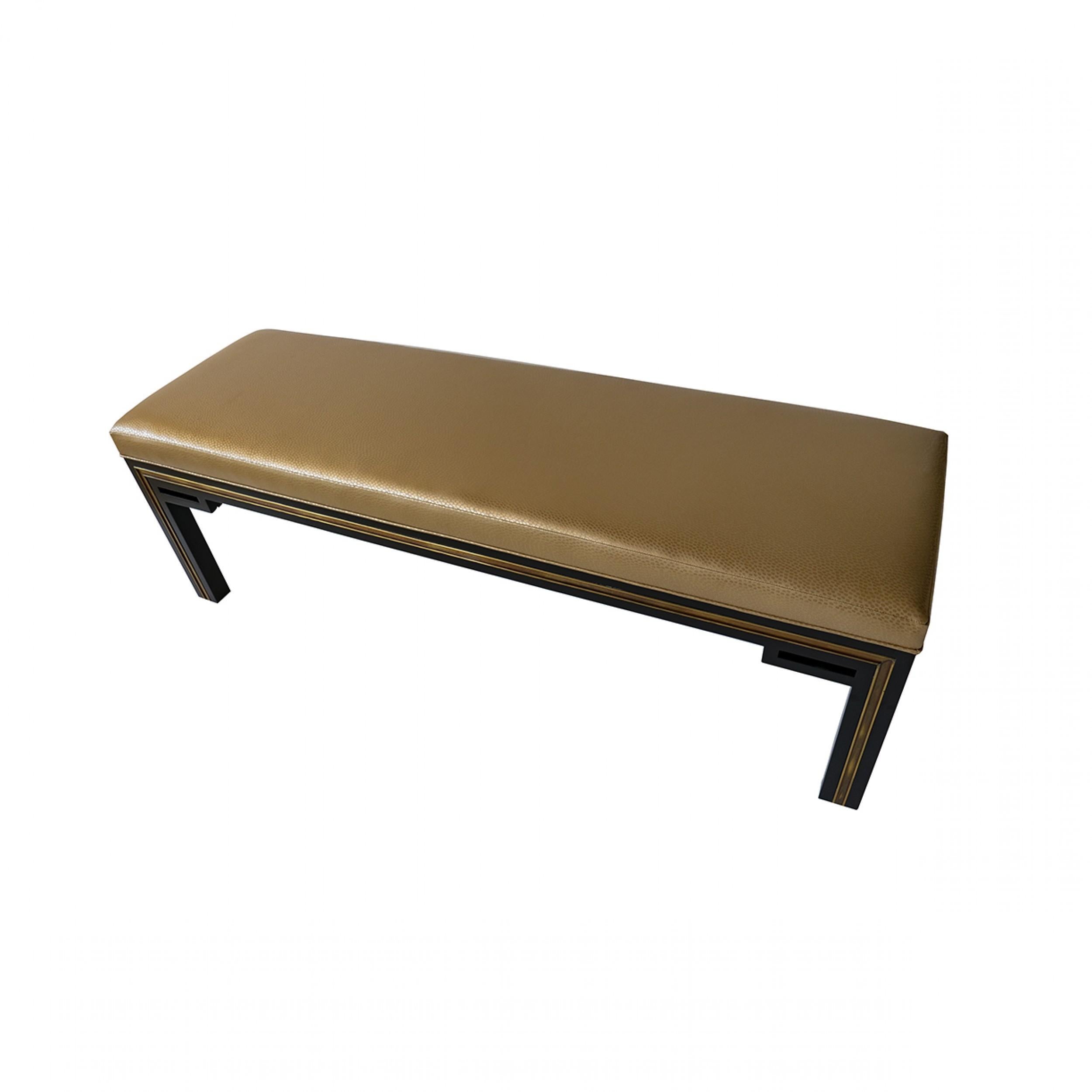 French Modern Black Lacquer Bench, Jacques Quinet In Good Condition For Sale In New York, NY