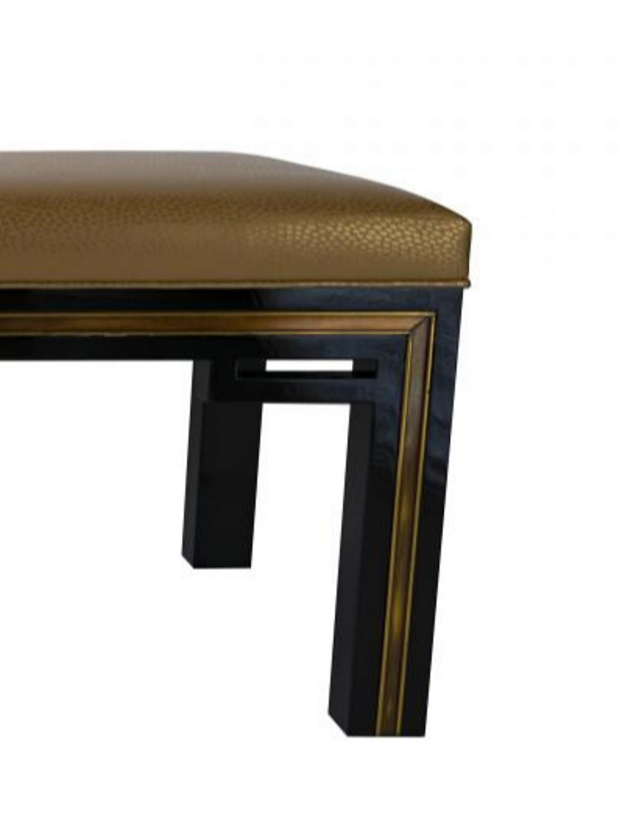 French Modern Black Lacquer Bench, Jacques Quinet For Sale 2