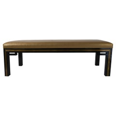 French Modern Black Lacquer Bench, Jacques Quinet