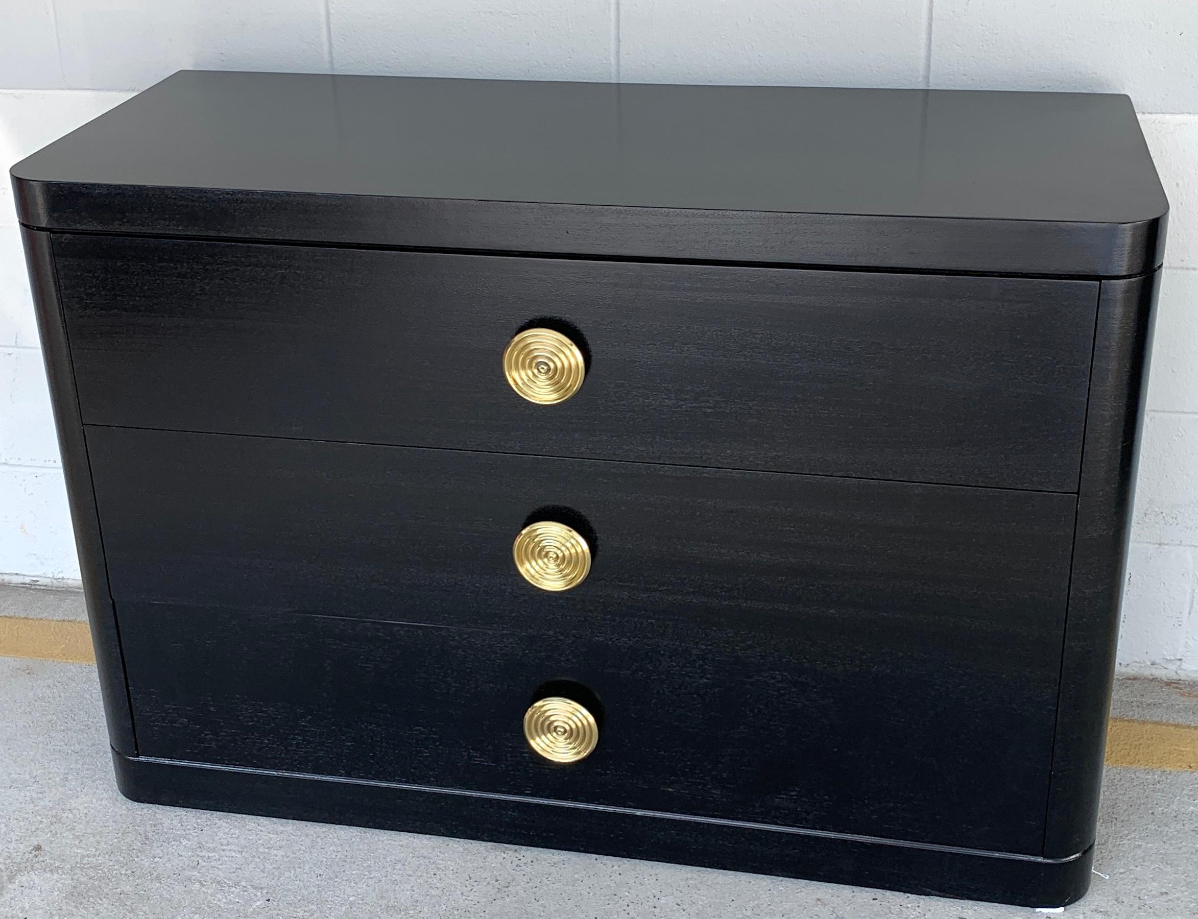 20th Century French Modern Black Lacquered Chest For Sale