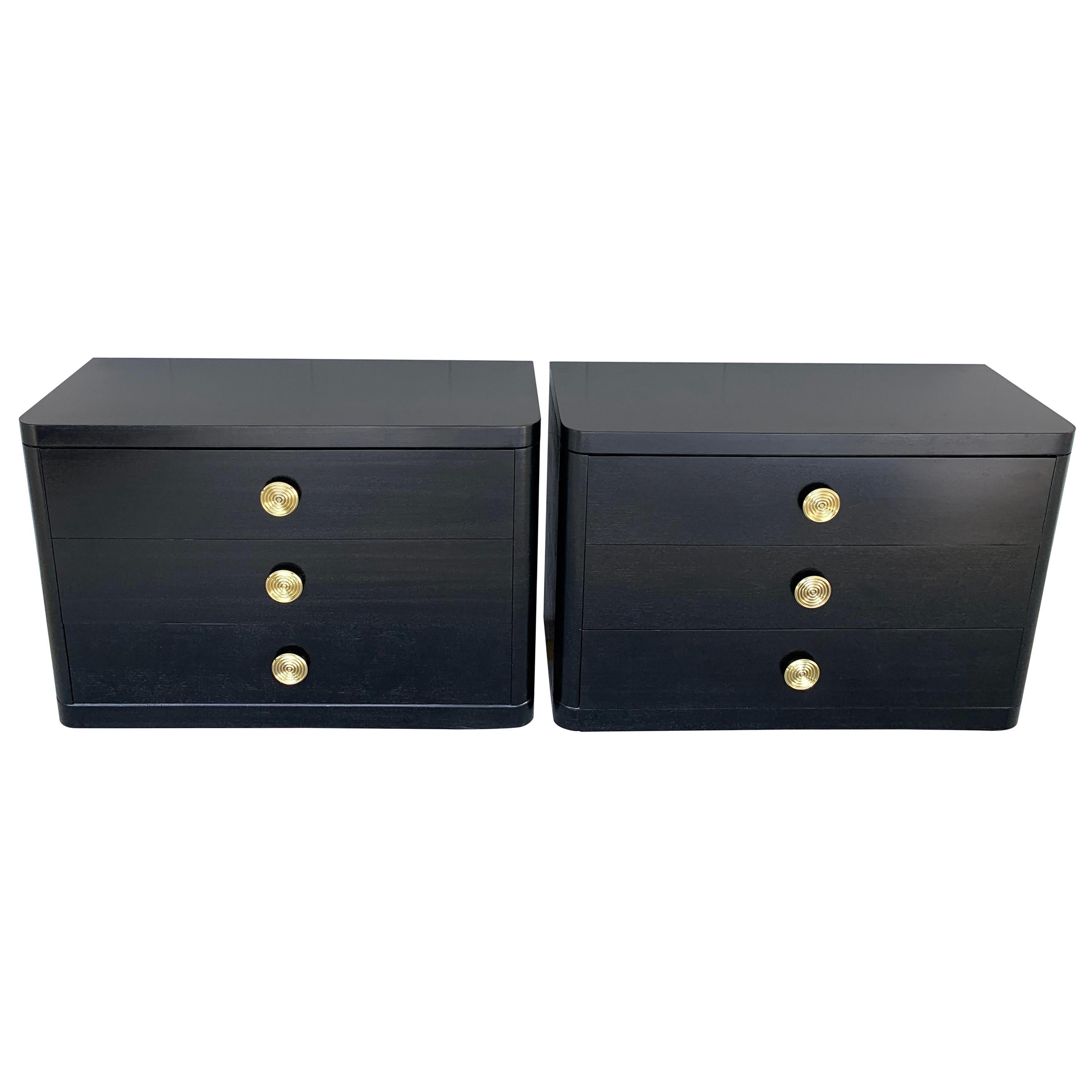 French Modern Black Lacquered Chest For Sale