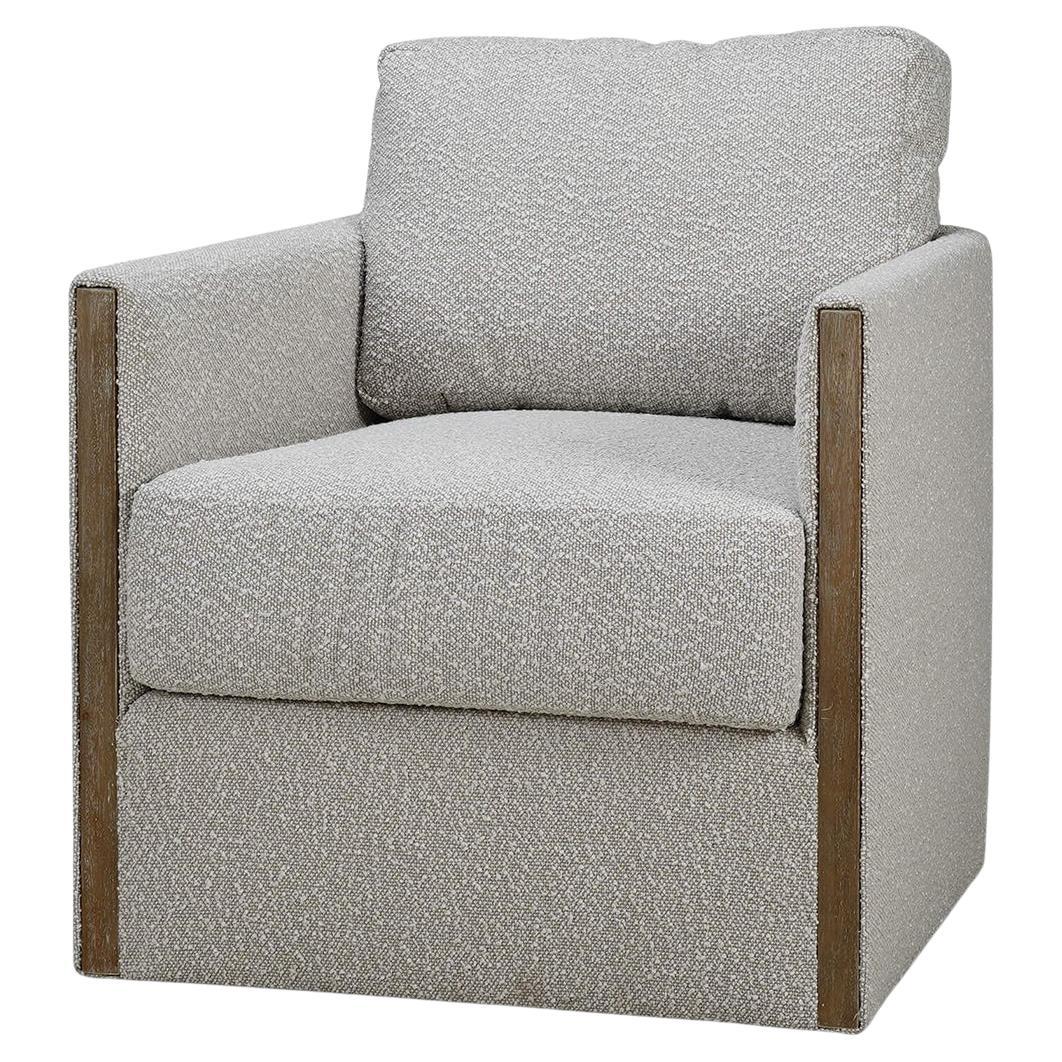 French Modern Boucle Swivel Armchair
