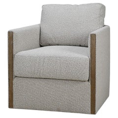 French Modern Boucle Swivel Armchair