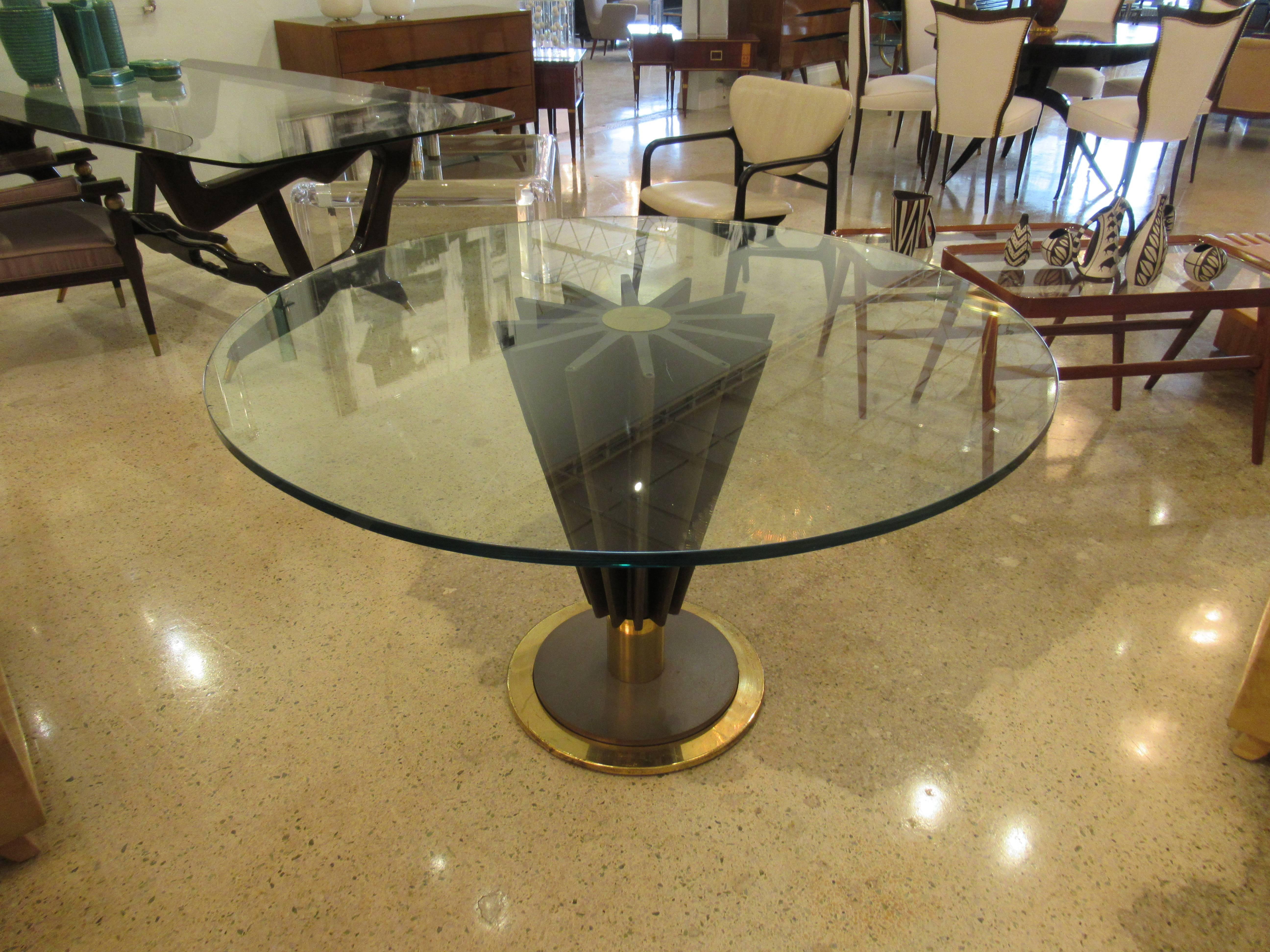 French Modern Brass, Chrome, Steel and Glass Dining/ Centre Table, Pierre Cardin 7