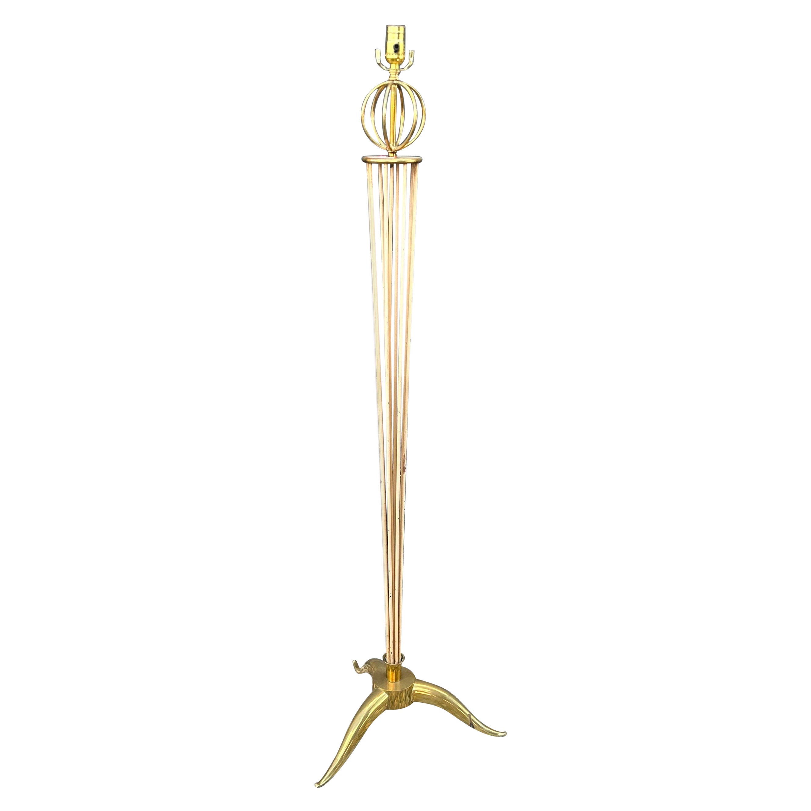 French Modern Brass Floor Lamp by Maison Arlus