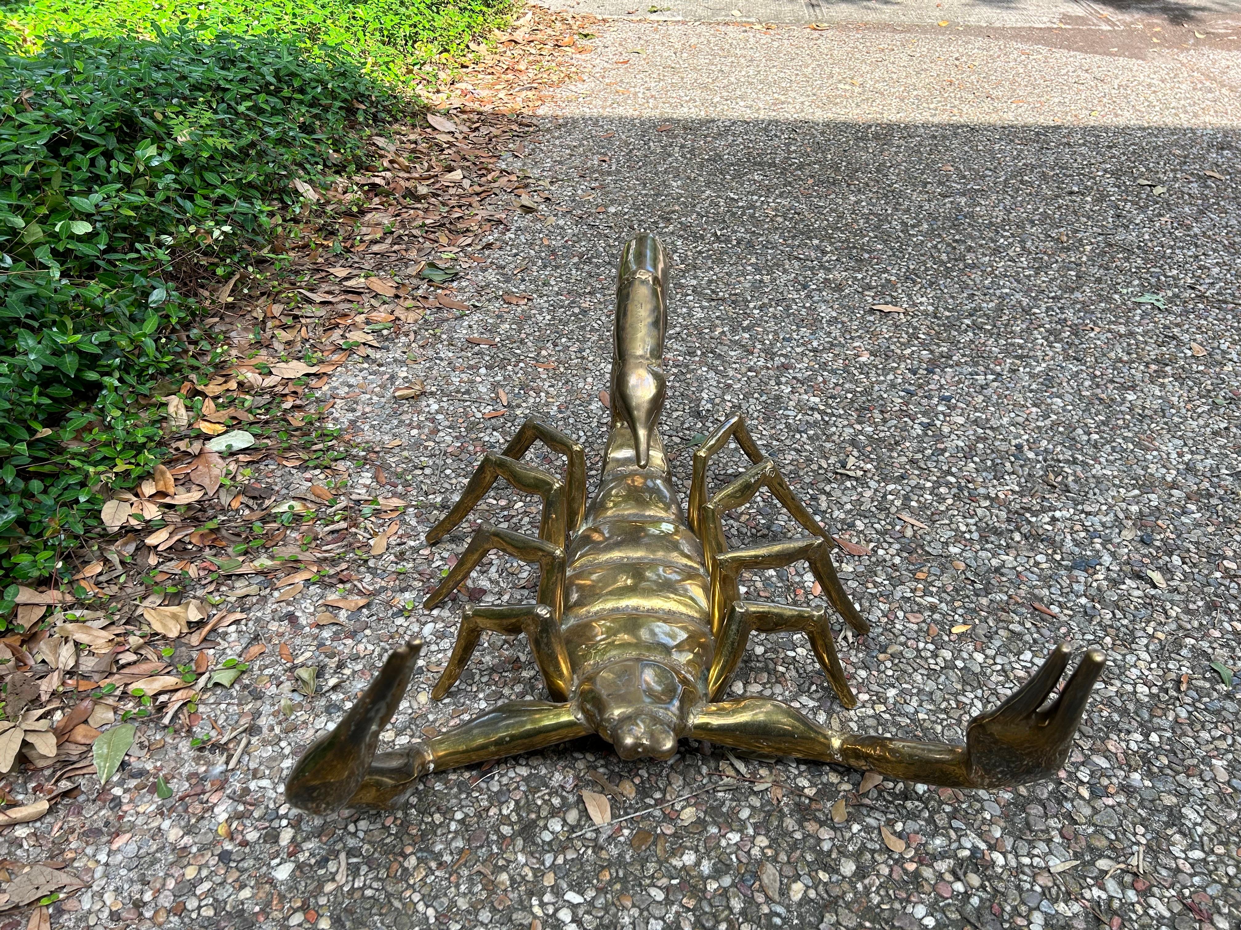 French Modern Brass Scorpion Signed Alain Chervet In Good Condition For Sale In Houston, TX