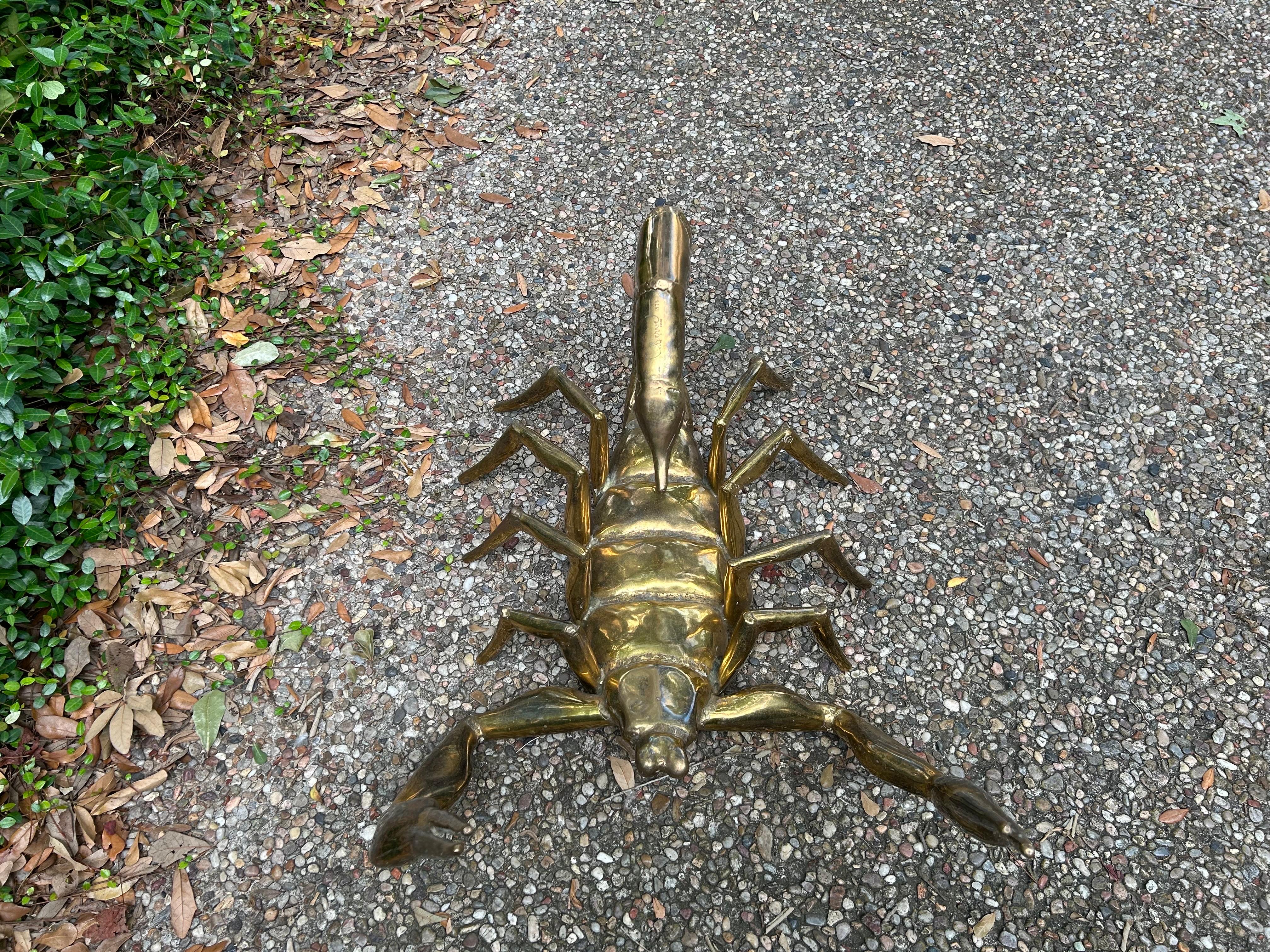 Late 20th Century French Modern Brass Scorpion Signed Alain Chervet For Sale