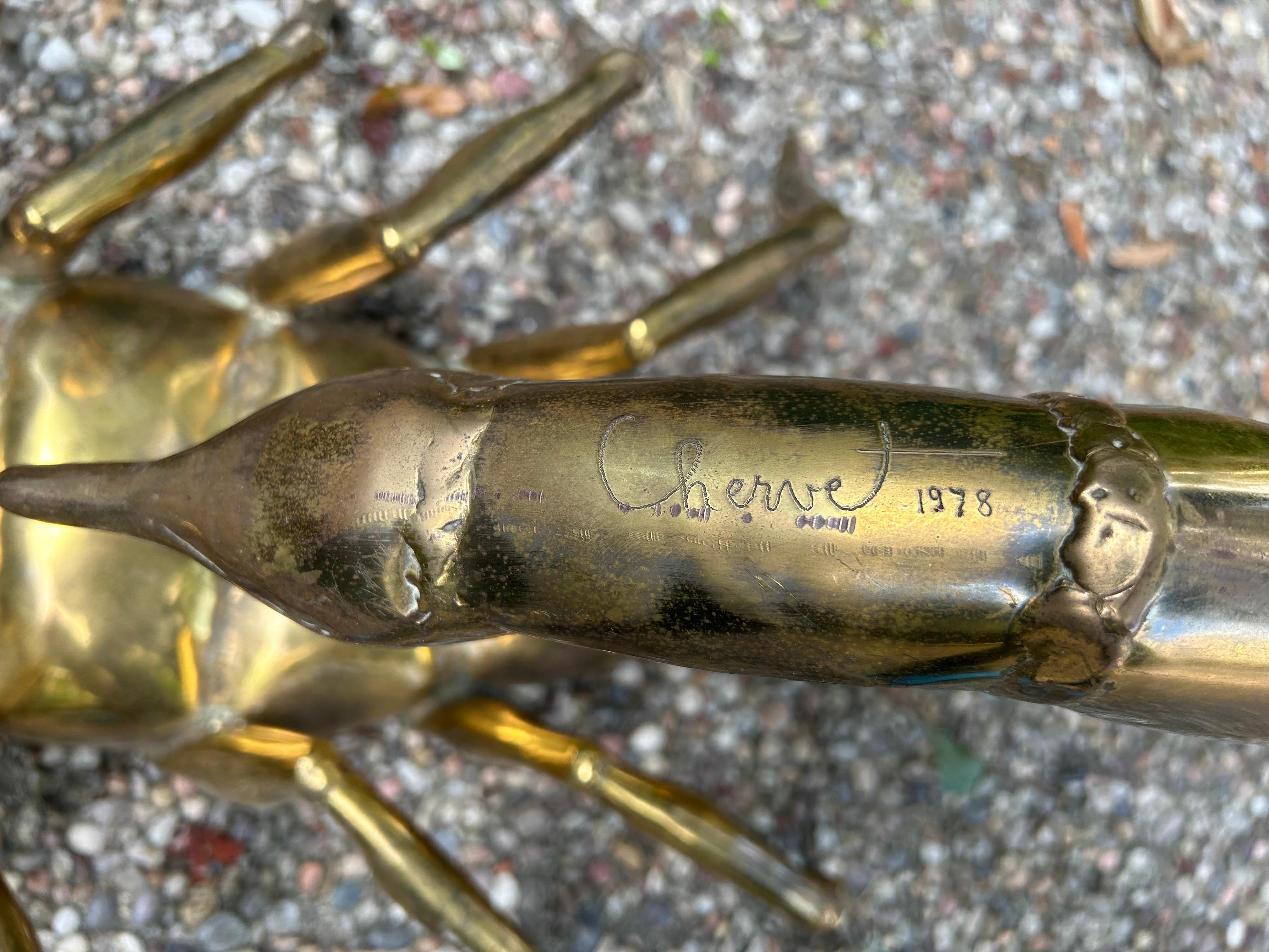 French Modern Brass Scorpion Signed Alain Chervet For Sale 3