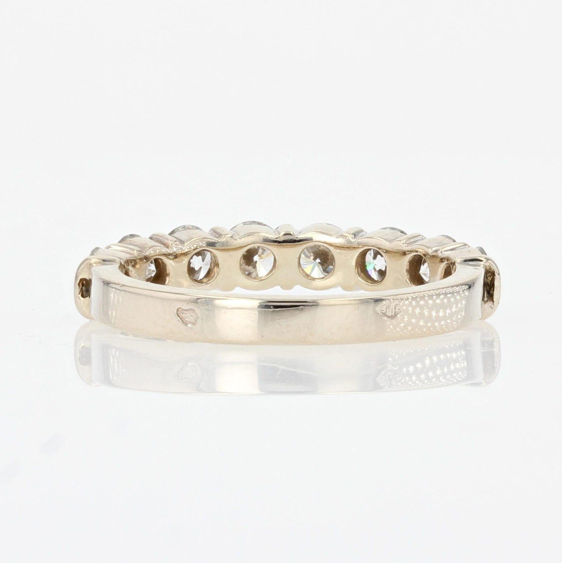 French Modern Brilliant-Cut Diamonds 18 Karat White Gold Half Wedding Ring For Sale 4