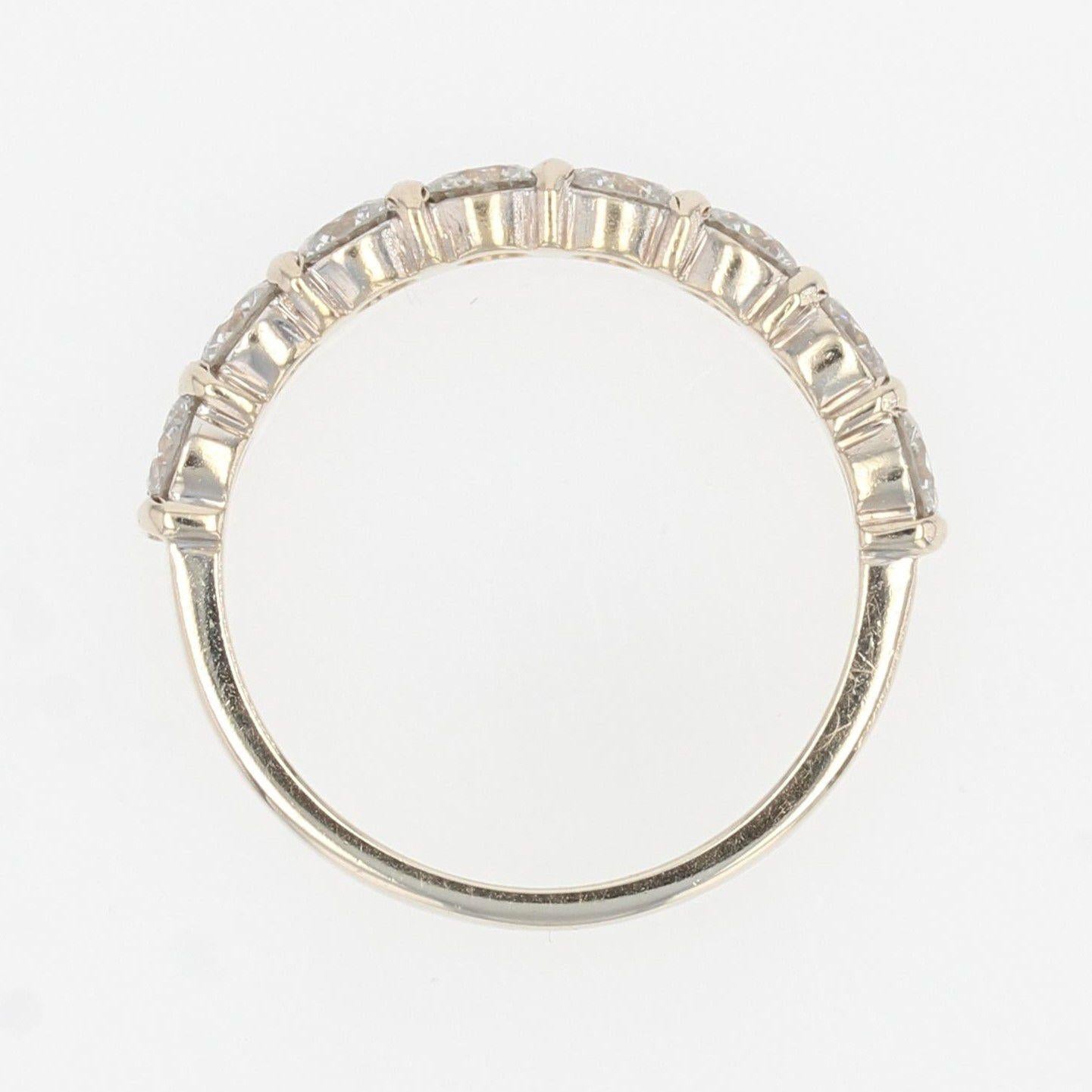 French Modern Brilliant-Cut Diamonds 18 Karat White Gold Half Wedding Ring For Sale 5