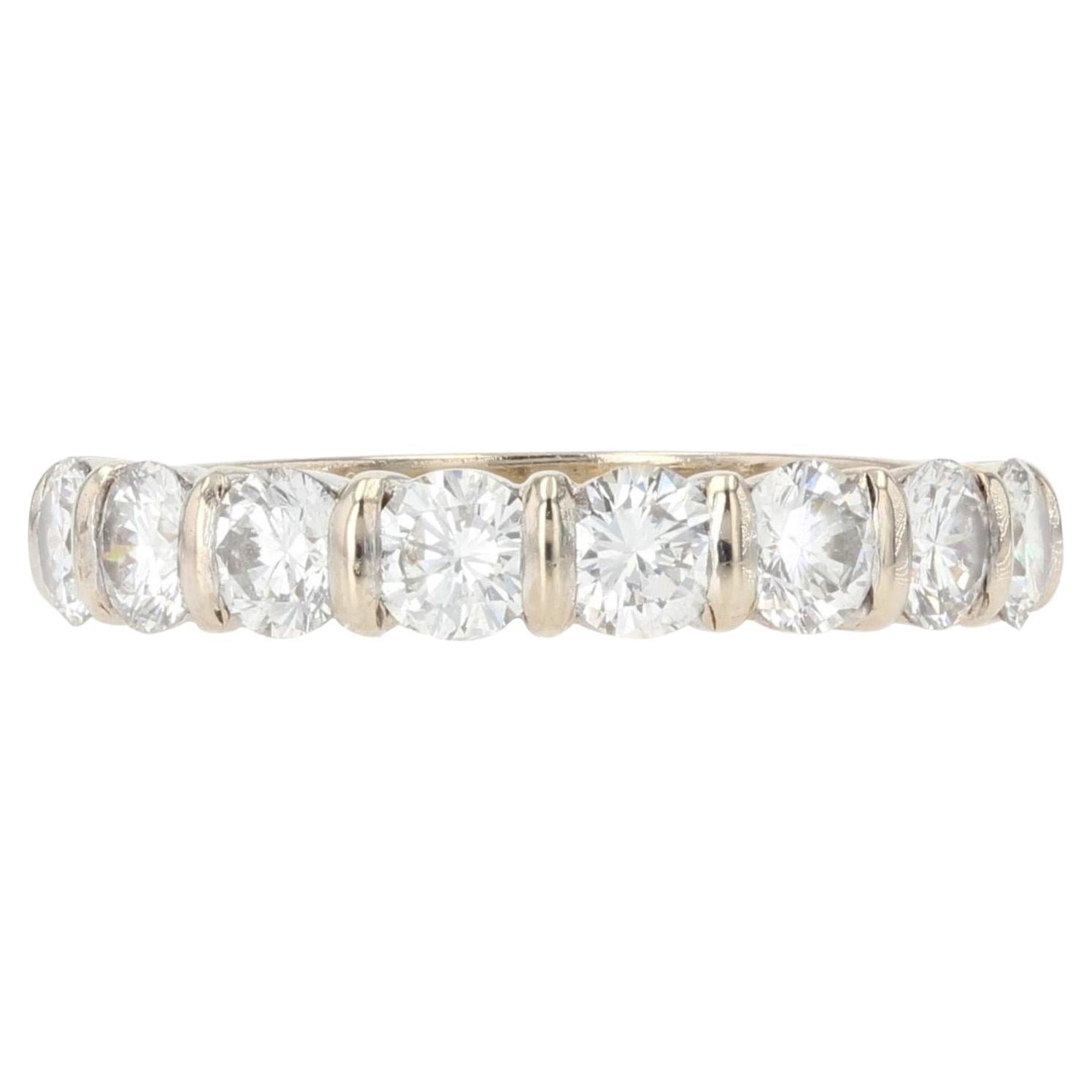 French Modern Brilliant-Cut Diamonds 18 Karat White Gold Half Wedding Ring For Sale