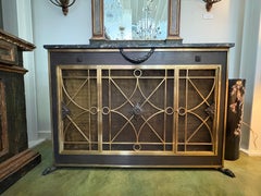 French Modern Bronze Cabinet With Marble Top