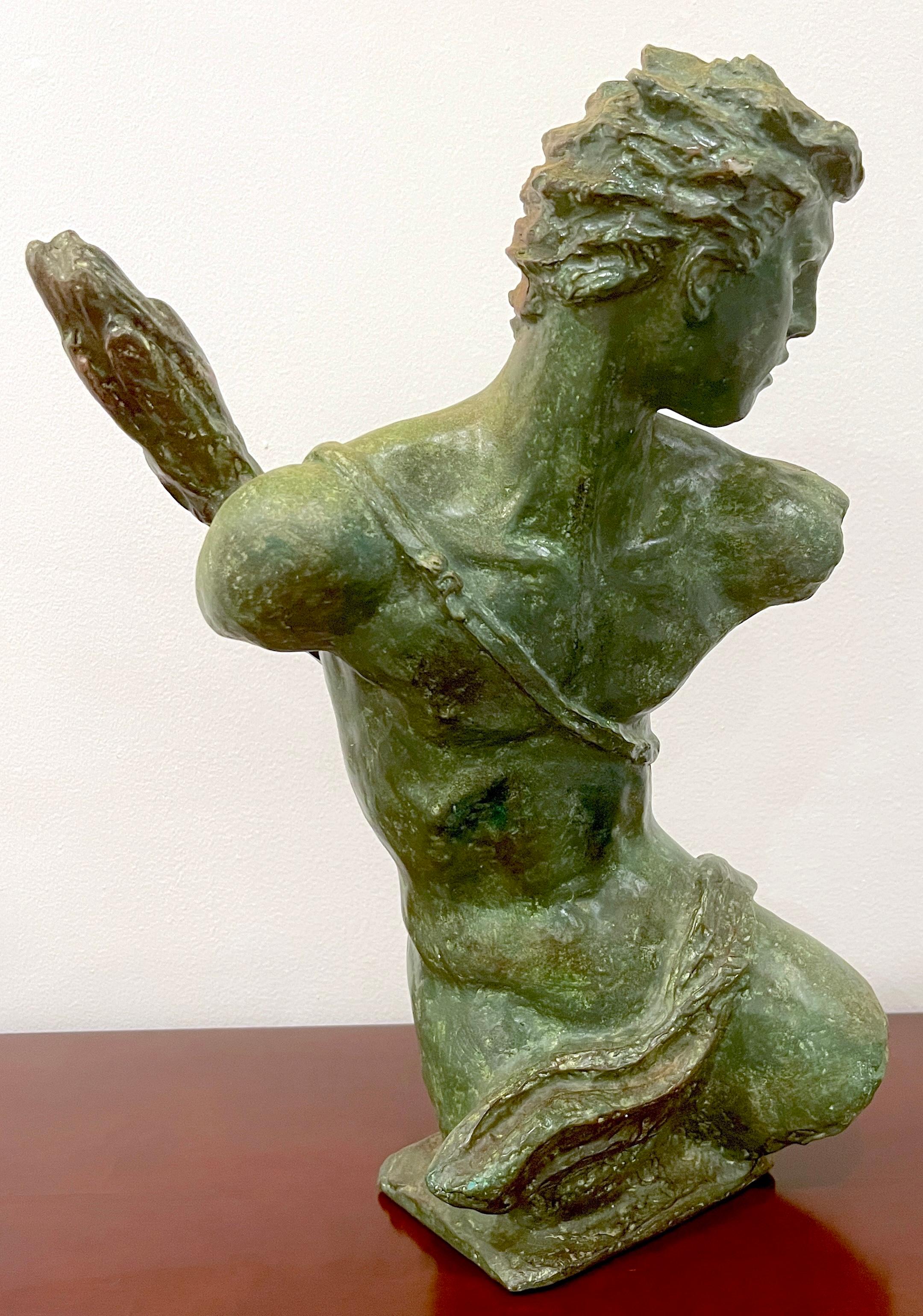 Patinated French Modern Bronze Clad Sculpture of Hermes
