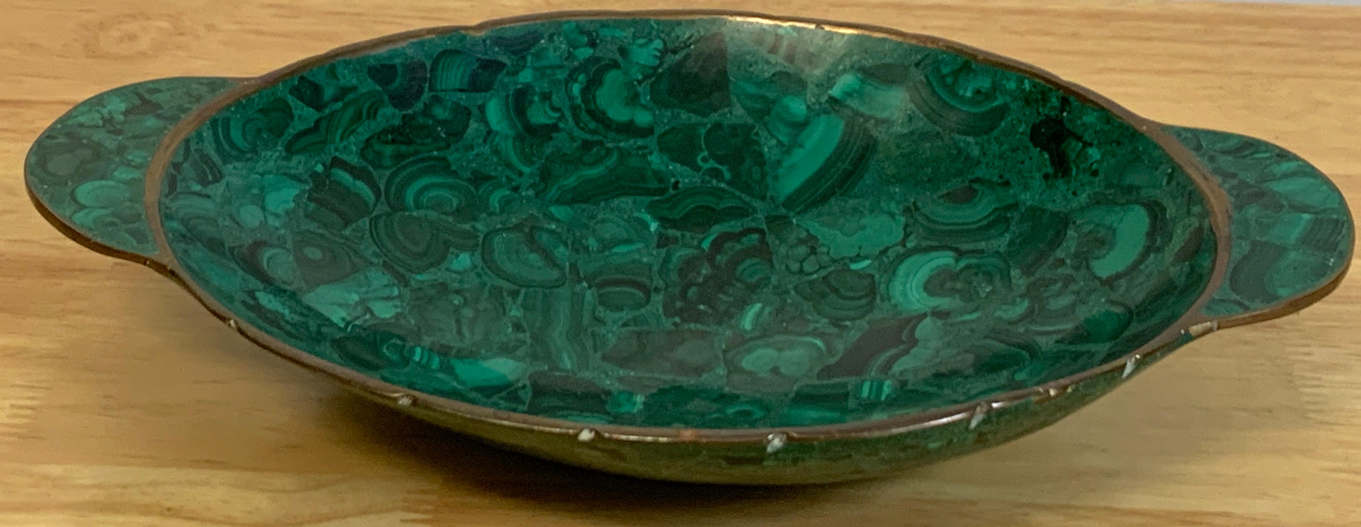 Veneer French Modern Bronze & Malachite Clad Vide-Poche