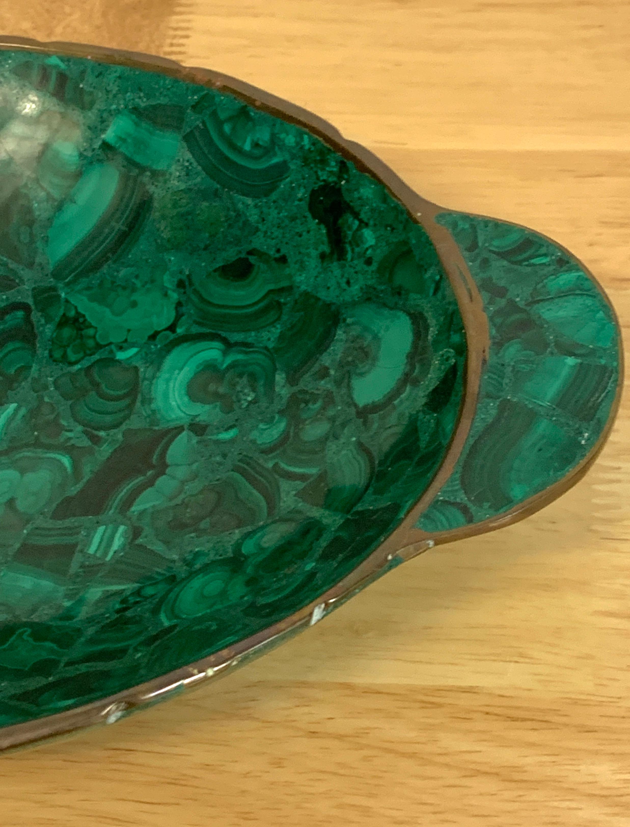 French Modern Bronze & Malachite Clad Vide-Poche In Good Condition In West Palm Beach, FL