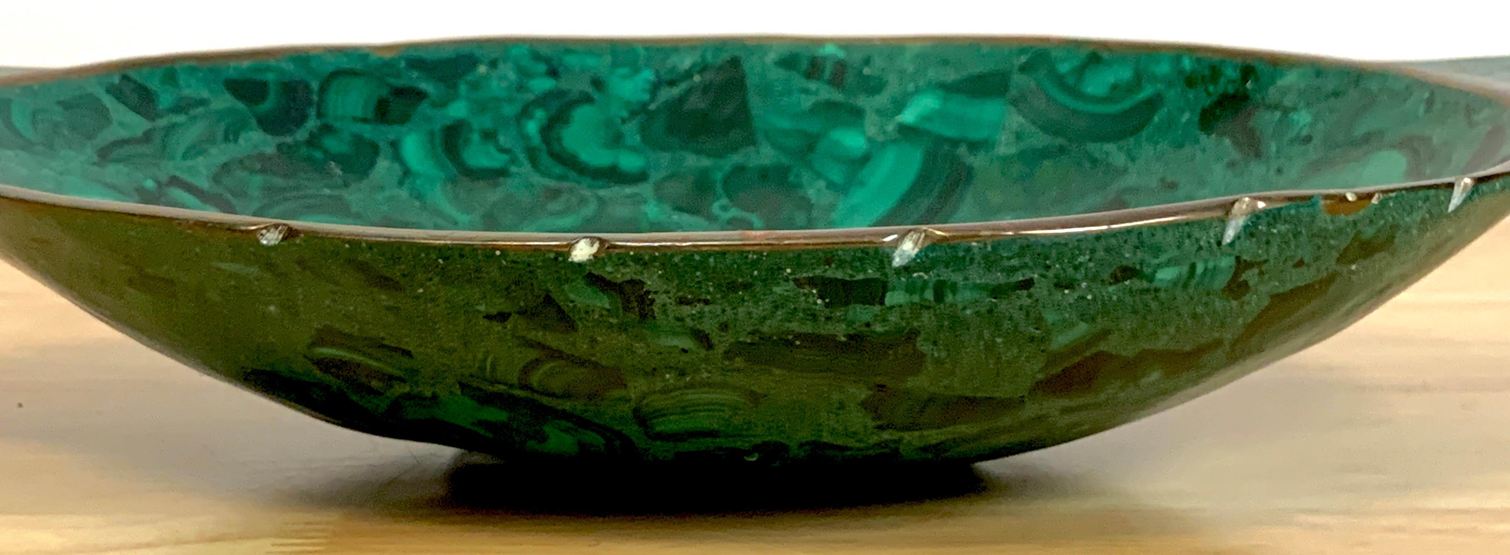 French Modern Bronze & Malachite Clad Vide-Poche 1