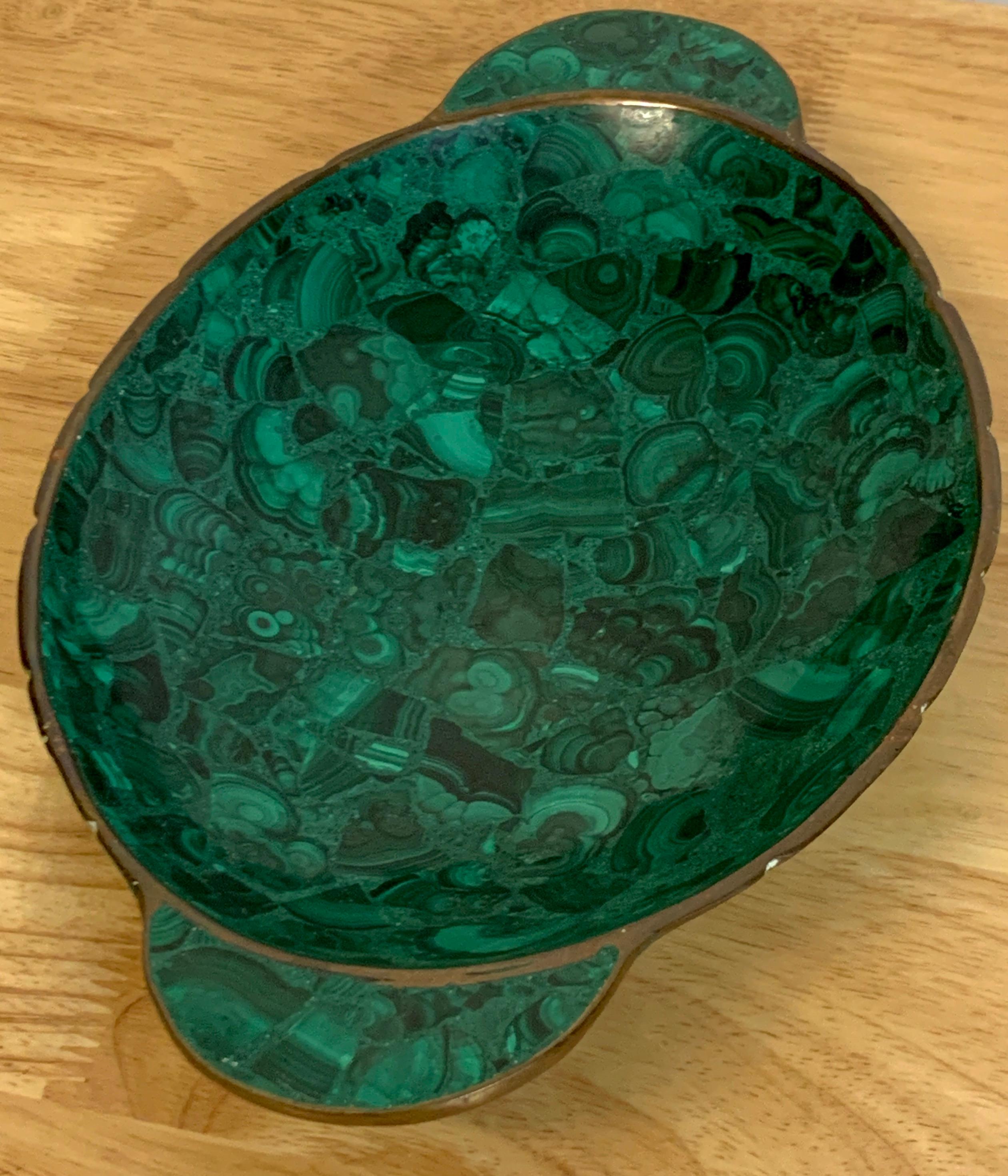 French Modern Bronze & Malachite Clad Vide-Poche 3