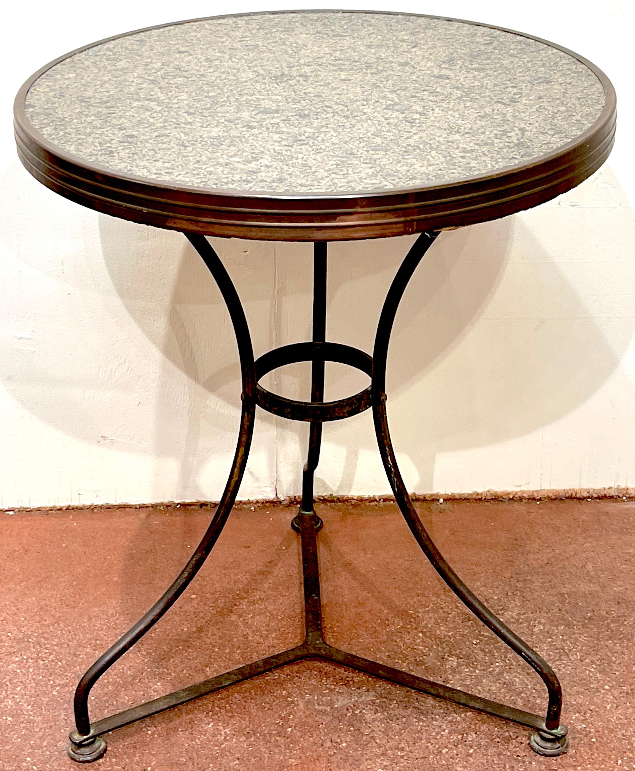French Modern Bronze & Marble Gueridon or Bistro Table  In Good Condition For Sale In West Palm Beach, FL