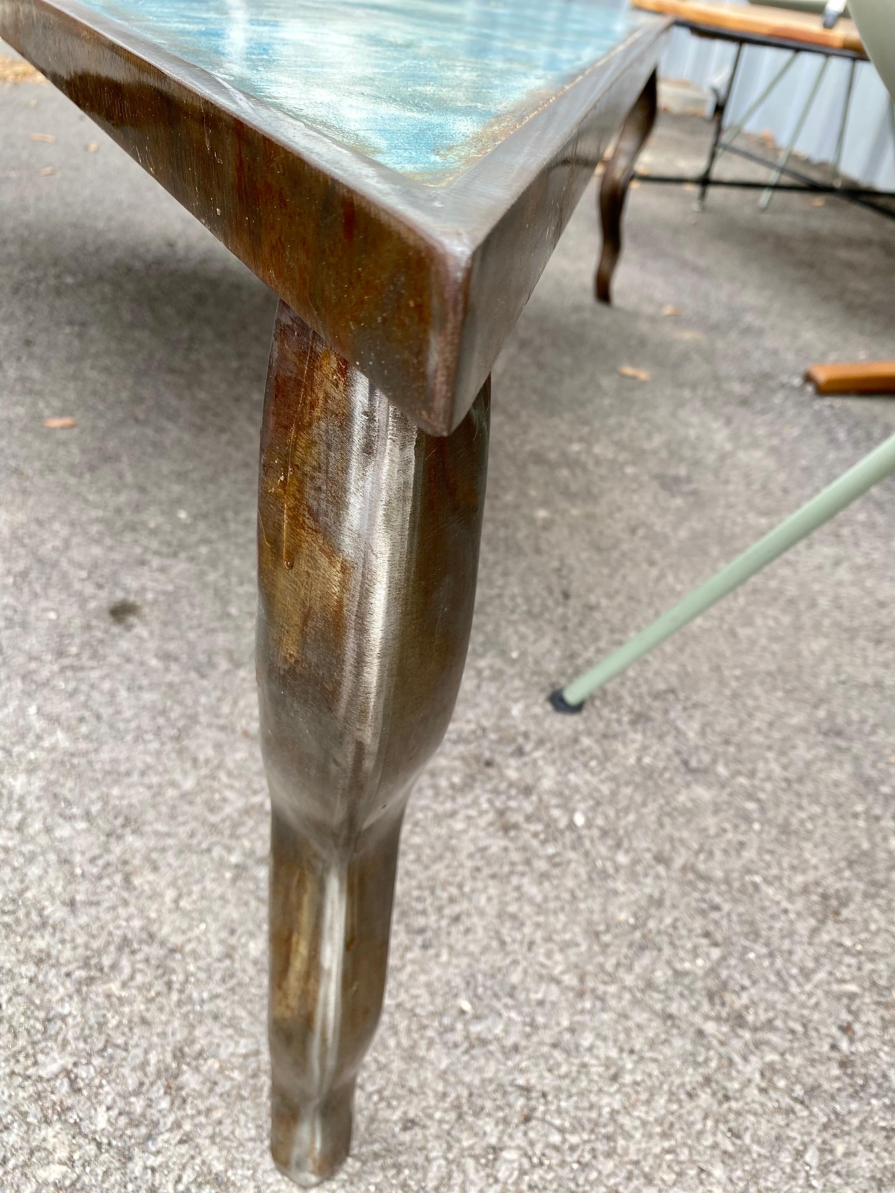 Bronze French Modern Triangle Cocktail Table, France, circa 1980s