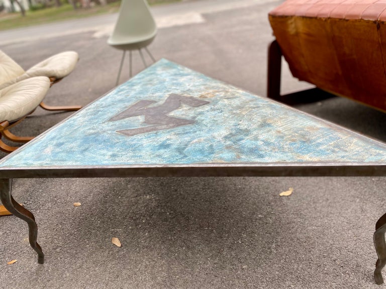 French Modern Triangle Cocktail Table, France, circa 1980s For Sale 2