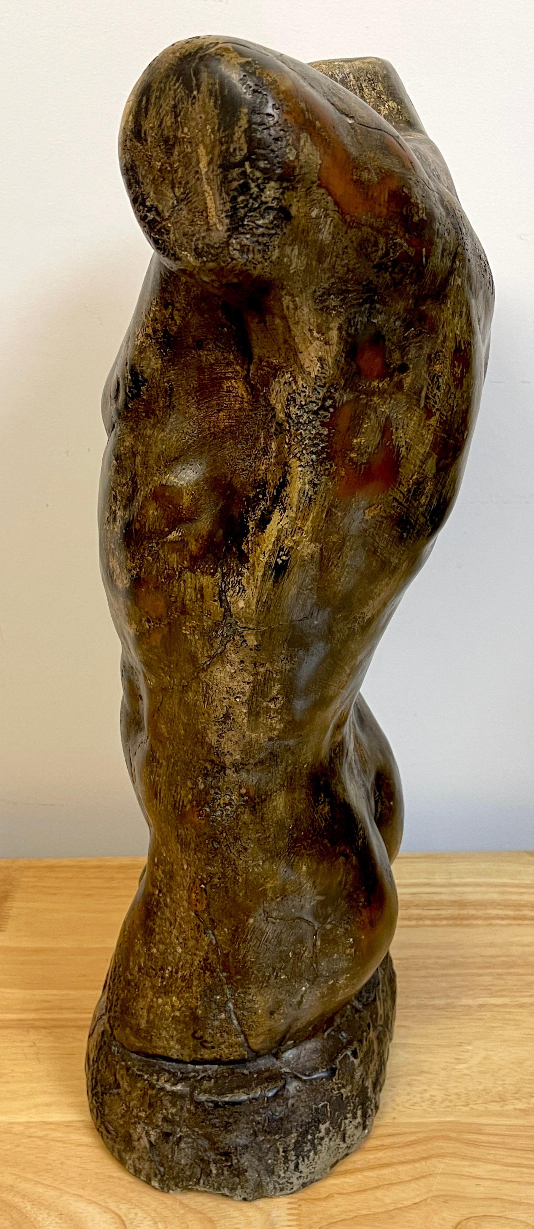 French Modern Bronzed Plaster Sculpture of a Male Nude Torso For Sale 4