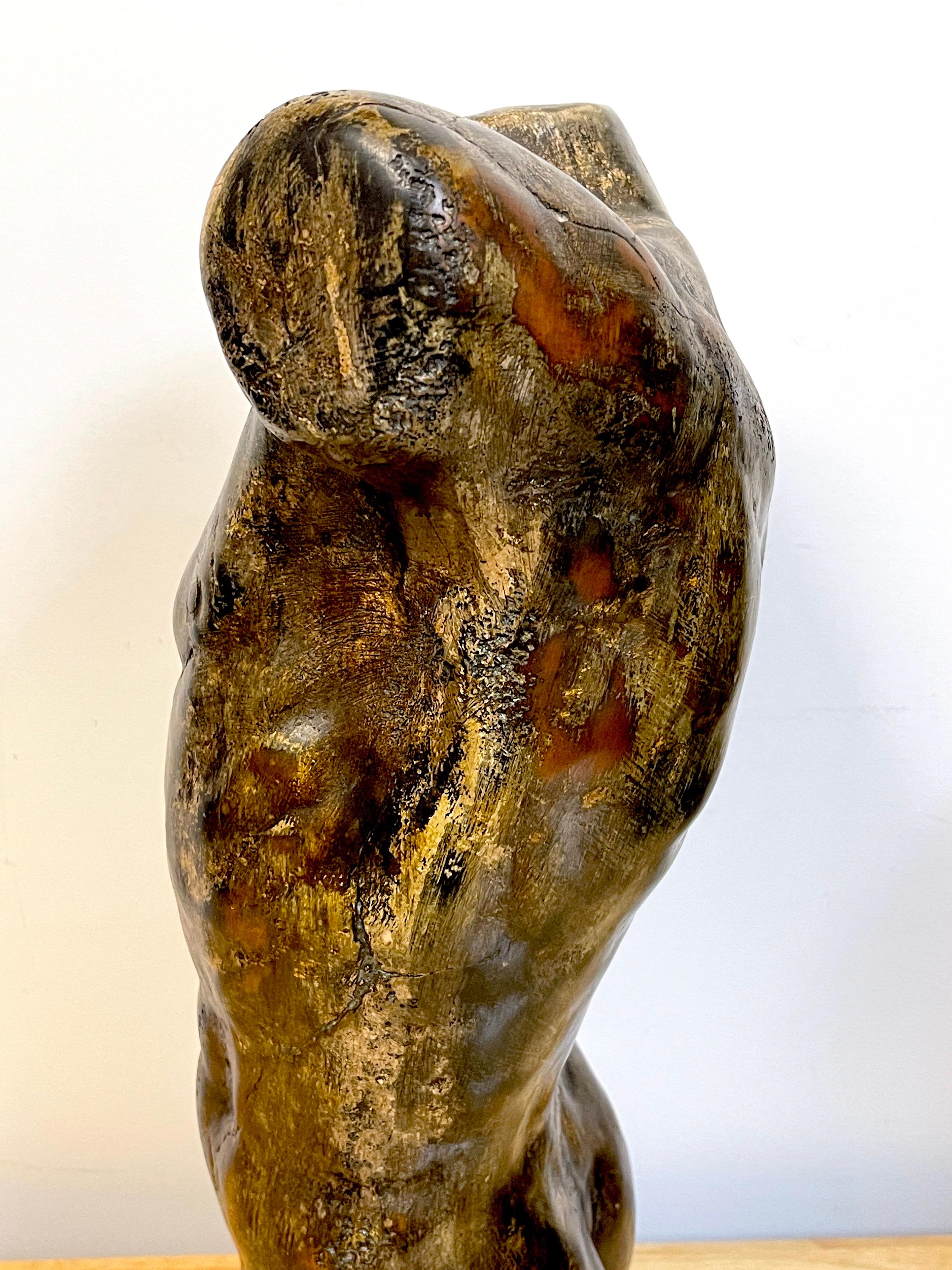 Sculpture moderne française en plâtre bronzé d'un torse nu masculin en vente 5