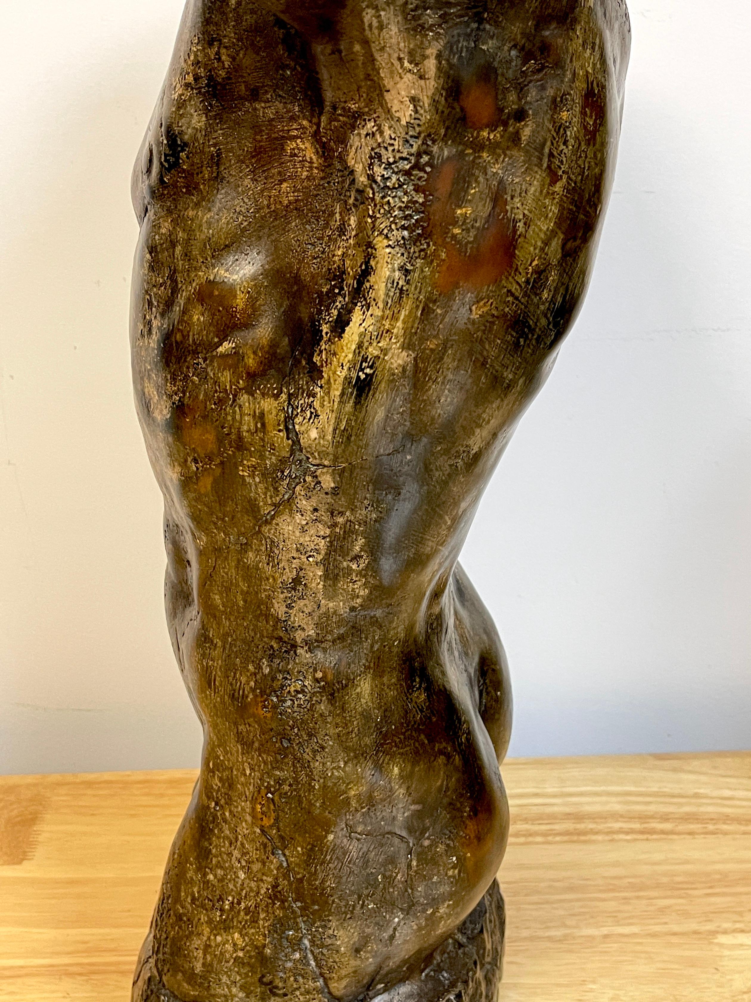 Bronze-Gips-Skulptur eines nackten männlichen Torso, Moderne der Mitte des Jahrhunderts im Angebot 8