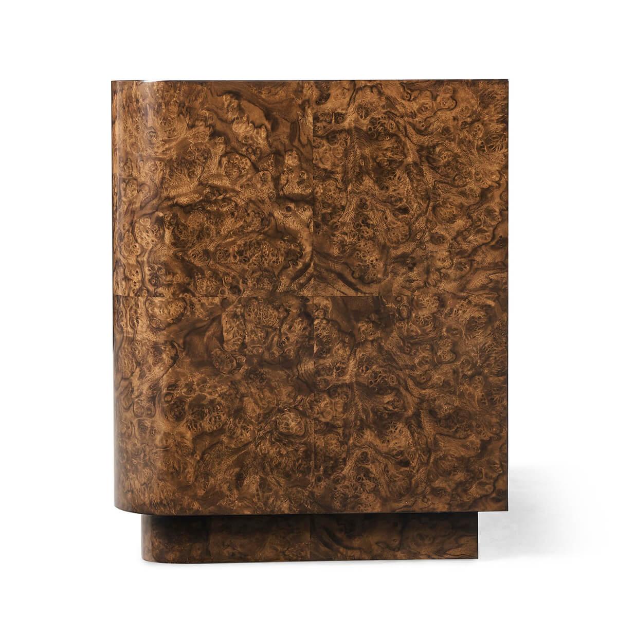 French Modern Burl Wood End Table For Sale 1