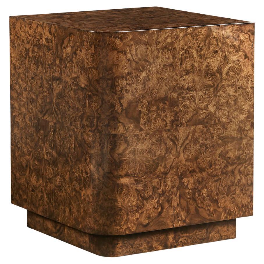 French Modern Burl Wood End Table For Sale