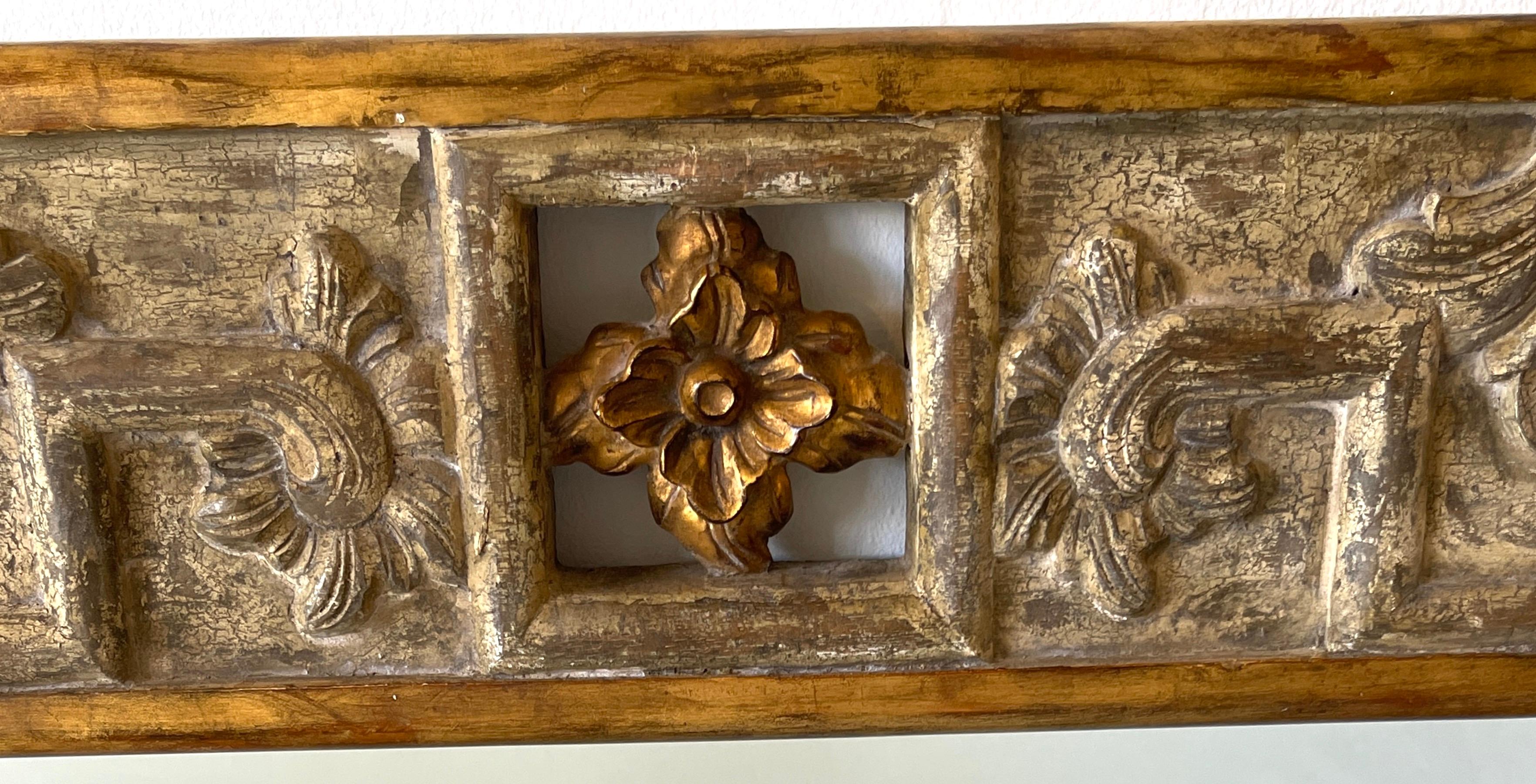 French Modern Carved Gilt & Silver Wood Mirror In Good Condition For Sale In West Palm Beach, FL