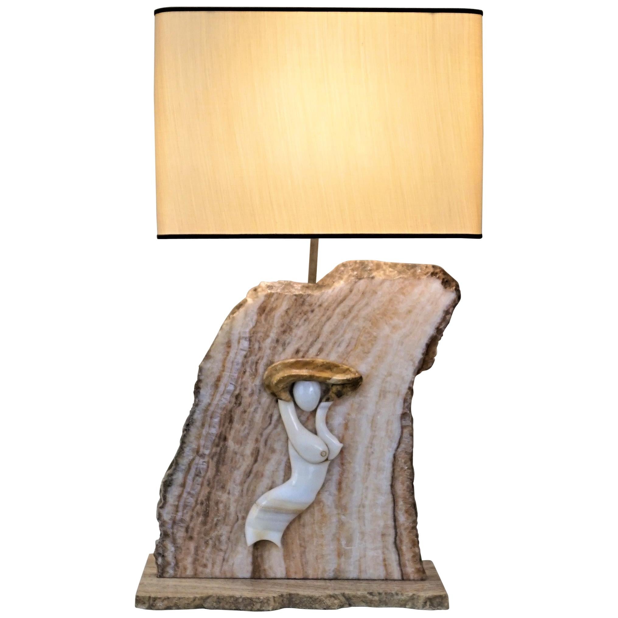 Modern French Onyx Table Lamp