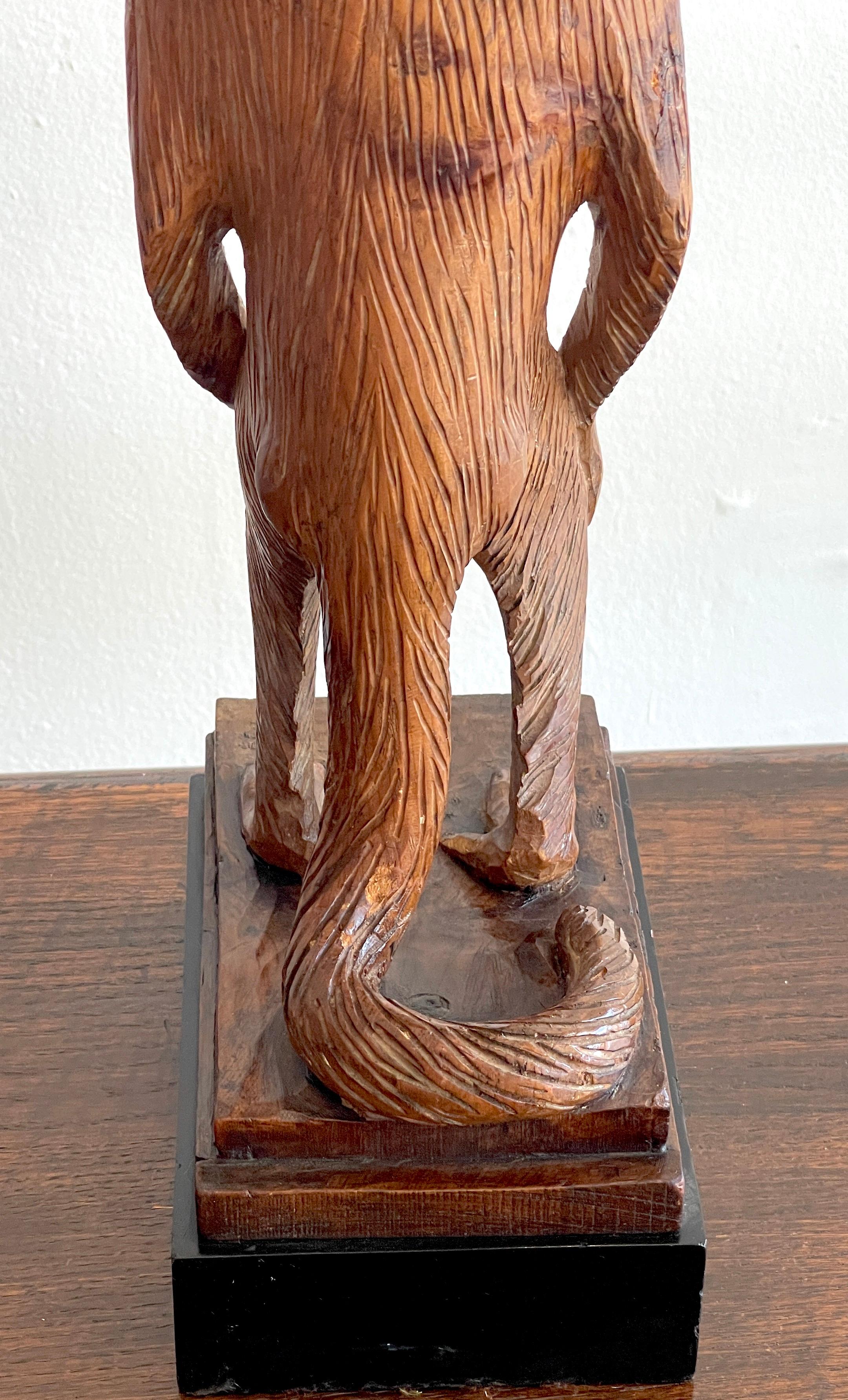 French Modern Carved Pine Sculpture of a Standing Monkey For Sale 1